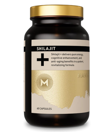 Manna Vitality Shilajit+ Capsules | 1000mg Purified Himalayan Shilajit Resin Supplement | Highest Bioavailability | Energy, Performance, Detox, Vitality, Mental Clarity & Cognitive Support | 60 Count M Manna uk supplements