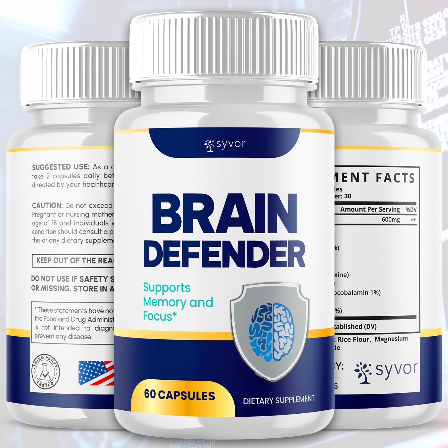 (2 Pack) Brain Defender Supplement Pills, Official Brain Defender Advanced Formula Nootropic Capsules, All Natural Health and Wellness Support Formula Maximum Strength Braindefender (120 Capsules) Syvor uk supplements