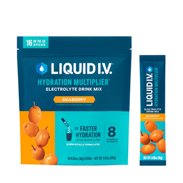 Liquid I.V.® Hydration Multiplier - Seaberry | Electrolyte Powder Drink Mix | 1 Pack (16 Servings) Liquid I.V. uk supplements