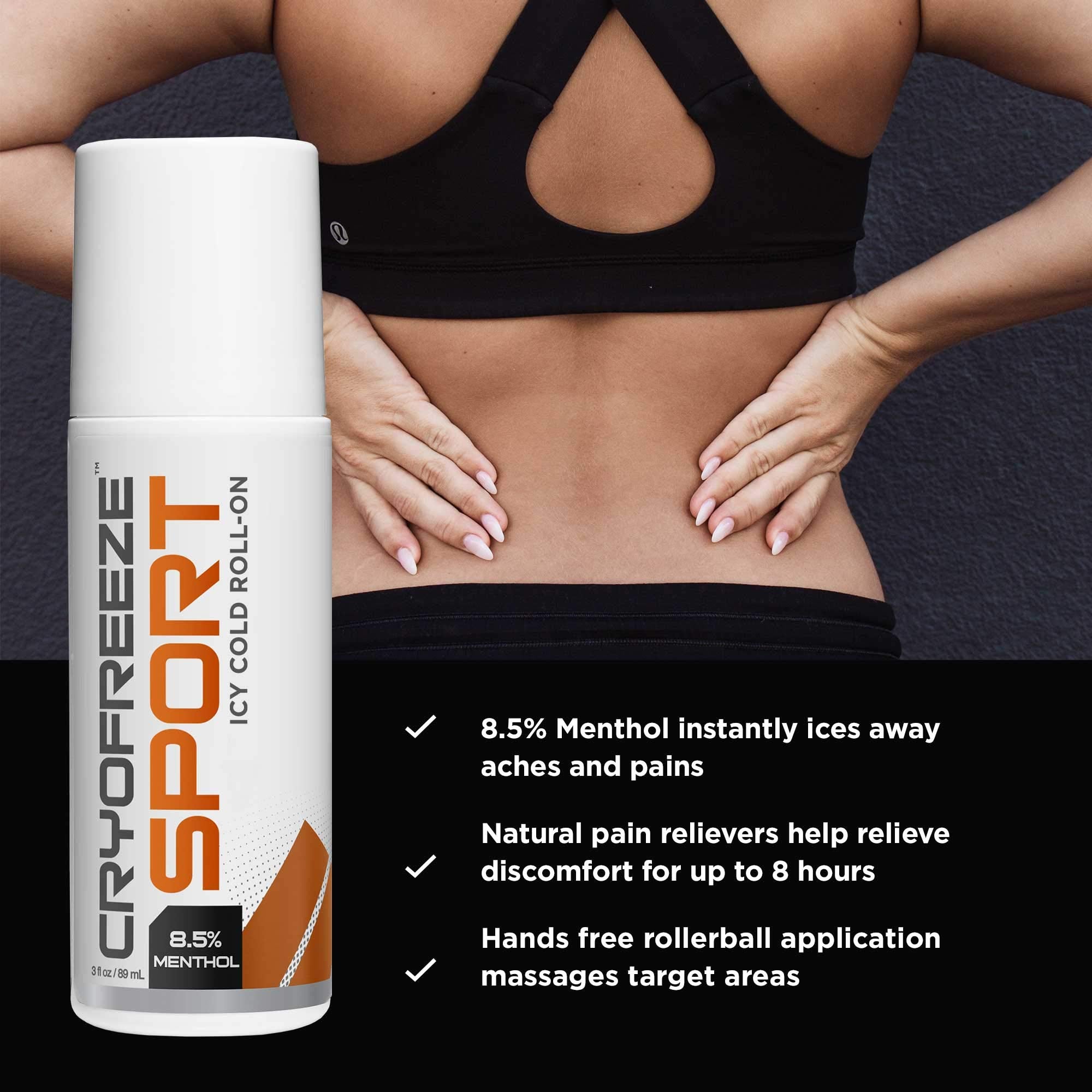 OMAX 3 Bottles CryoFreeze Sport ICY Cold Pain Relief Roll-On, 8.5% Menthol, Natural Pain Relief - 3 Bottles (3 oz Each) OMAX uk supplements