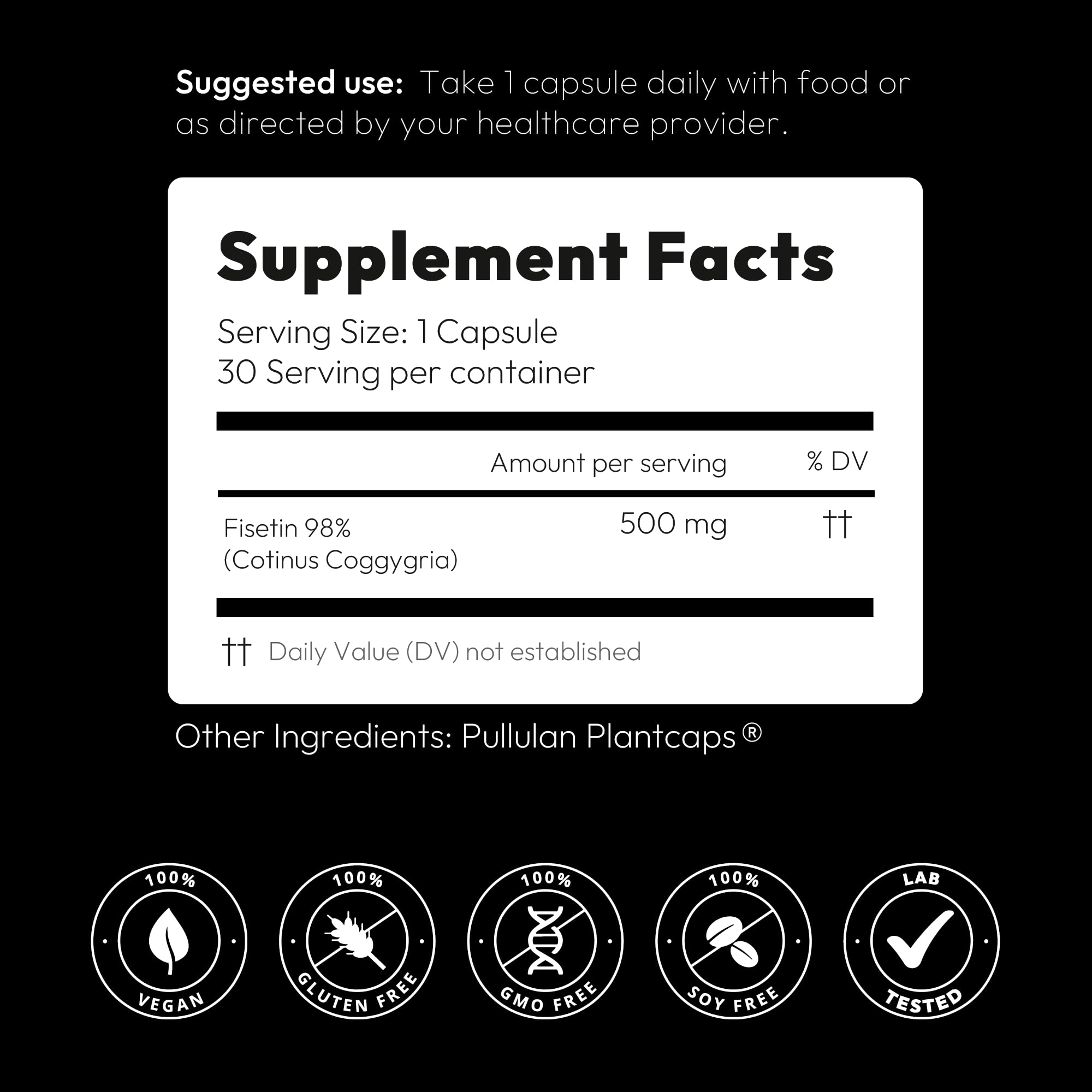 BGM Fisetin 500mg Supplement | Smoke Tree Extract (Cotinus coggygria) | 98% Pure Senolytic Antioxidant | Vegan Capsules | Supports Brain Health & Healthy Aging BGM Better Goods, Better You uk supplements