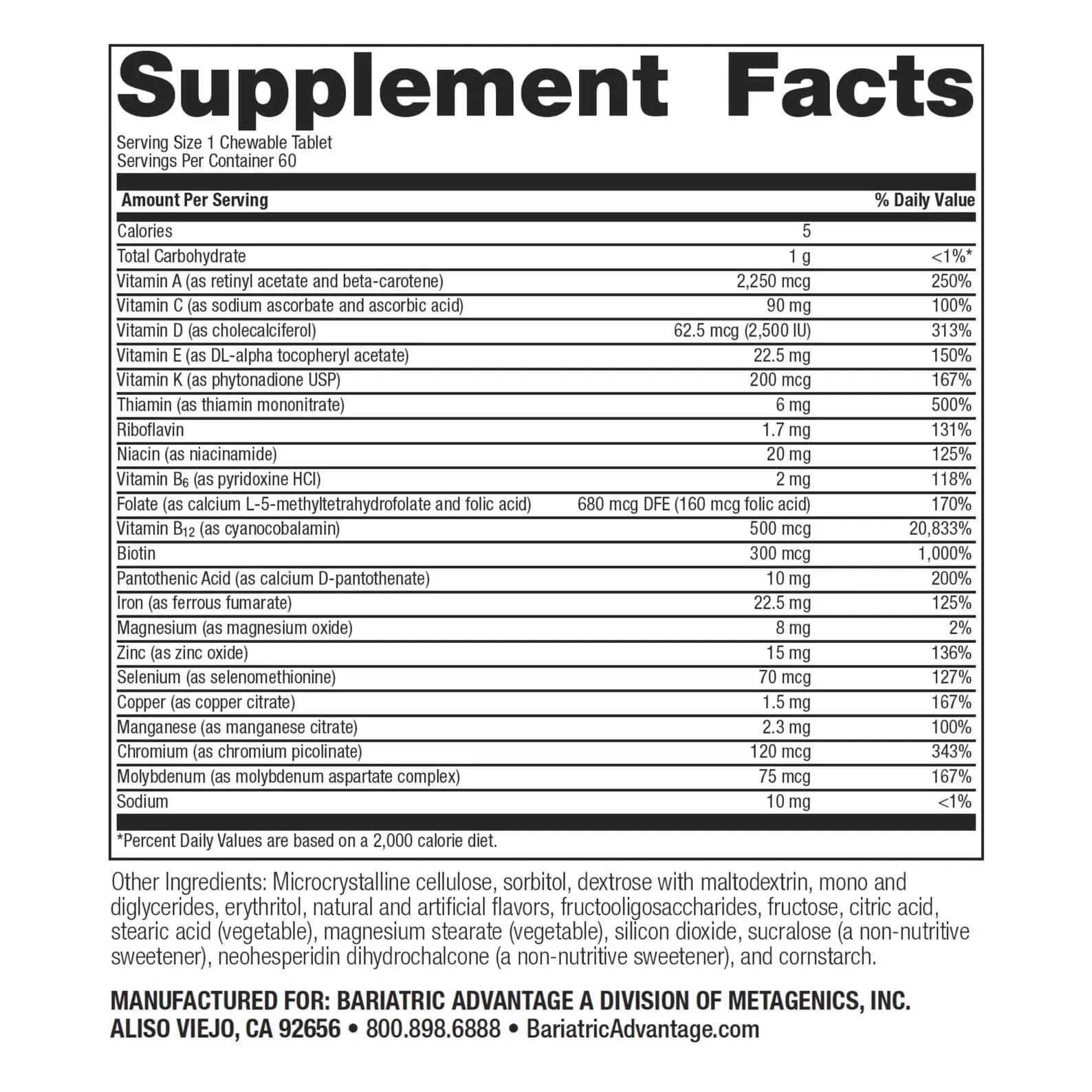 Bariatric Advantage Chewable High ADEK with Iron - for Bariatric Patients - High Potency Vitamin A, D, E & K - Includes B-Vitamins Bariatric Advantage uk supplements