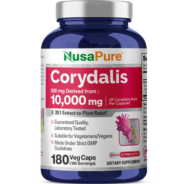 NusaPure Corydalis Root Extract 20:1 - Suitable for Vegetarian/Vegan, Non - GMO - 1000 mg - 180 Capsules NusaPure uk supplements