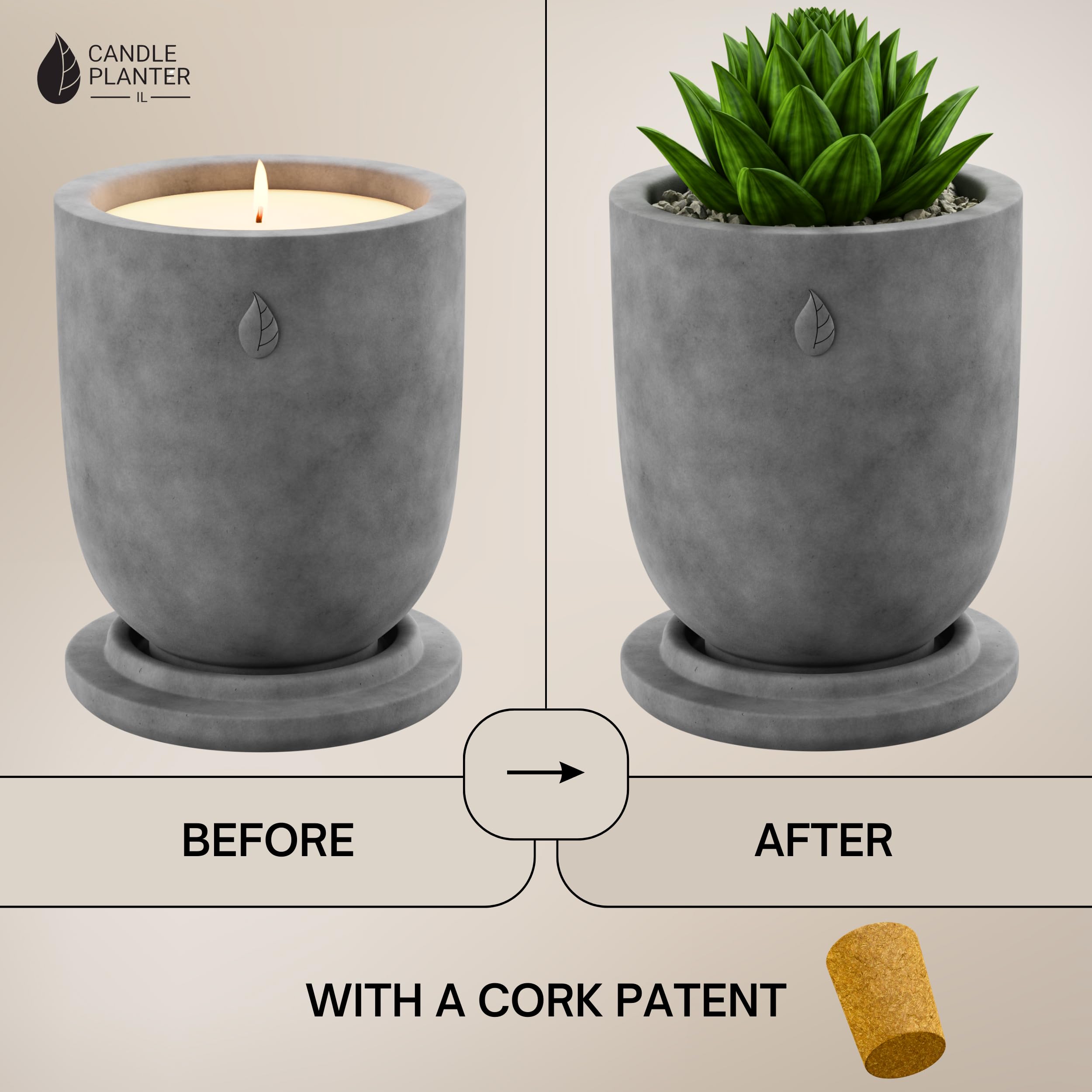 CandlePlanter Concrete Cement Candle Planter - Candles for Home Scented, Soy Candles CANDLEPLANTER uk supplements