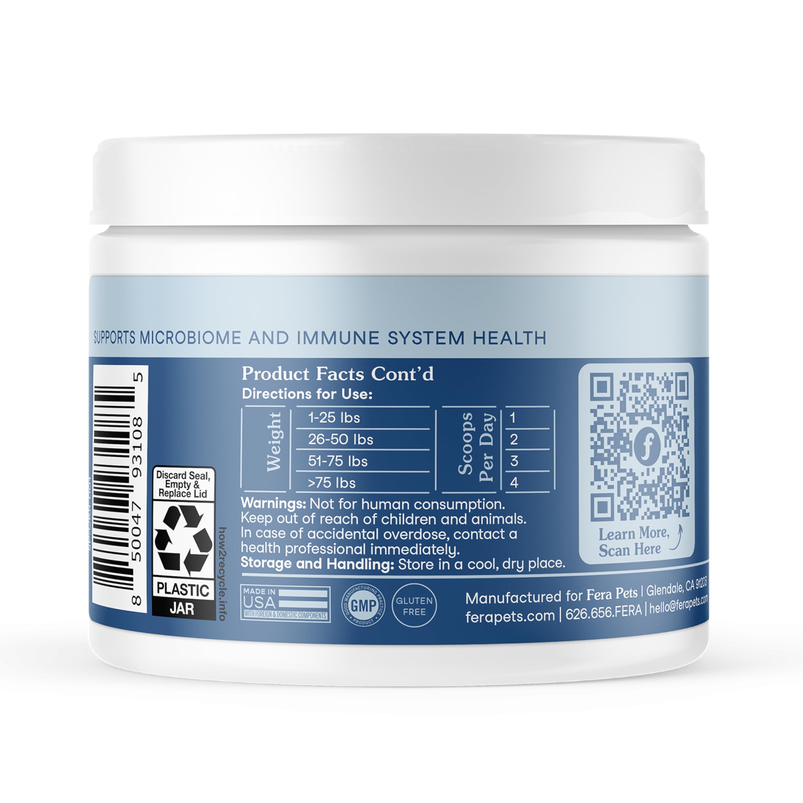 Fera Pets Postbiotics Plus Prebiotics for Dogs & Cats - with Slippery Elm - Promotes Optimal Digestive Health & Inflammatory Response - Enhances Immunity - 120 Scoops Fera Pets uk supplements