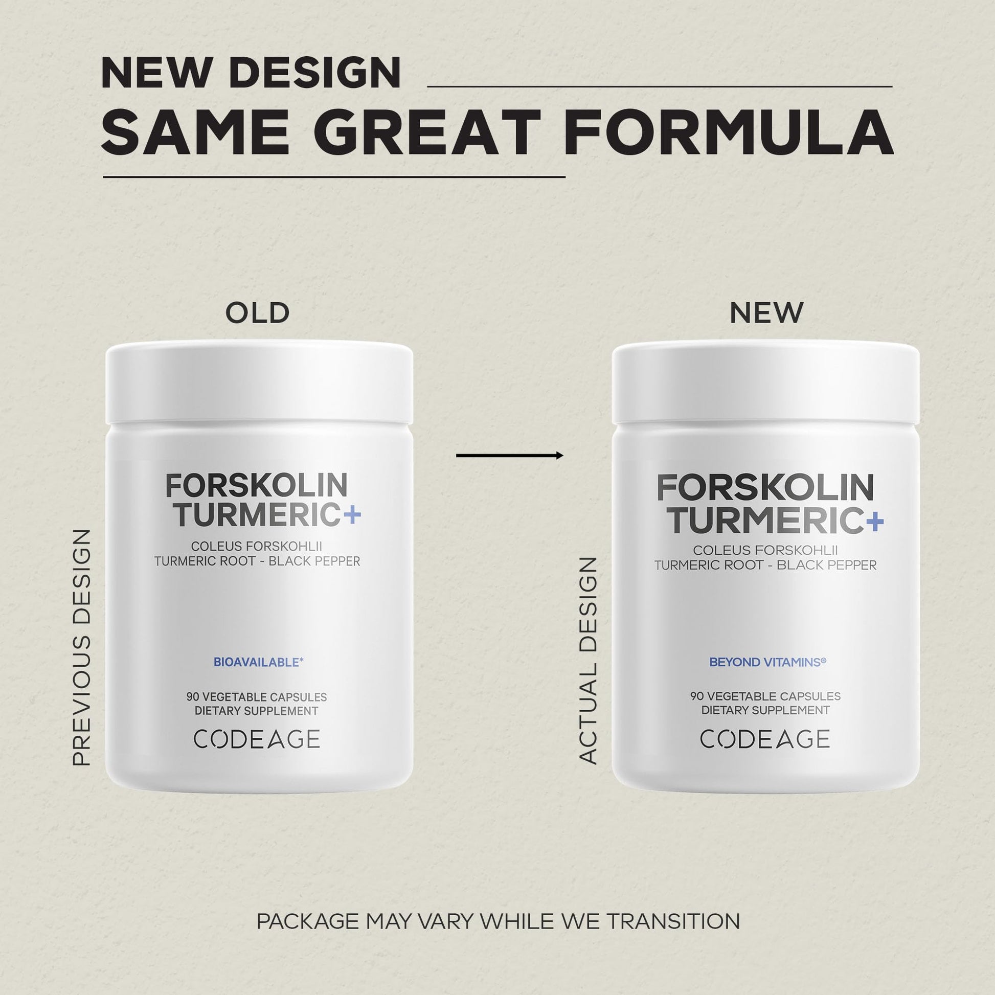 Codeage Forskolin, Pure Forskolin Coleus + Organic Turmeric Root Powder, 95% Curcuminoids + Bioperine Black Pepper - 20% Standardized Coleus Forskohlii Supplement - Non-GMO - 90 Capsules Codeage uk supplements