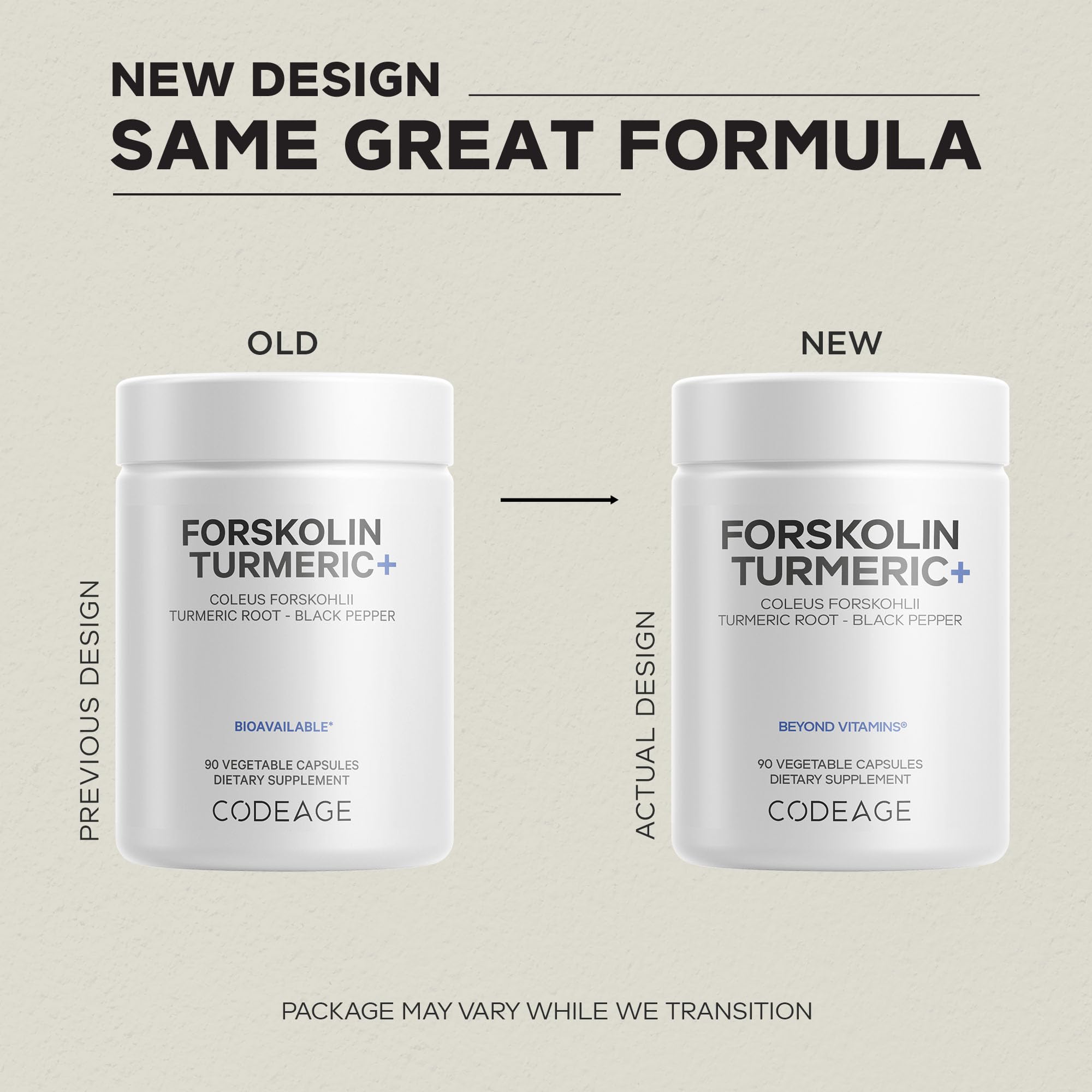 Codeage Forskolin, Pure Forskolin Coleus + Organic Turmeric Root Powder, 95% Curcuminoids + Bioperine Black Pepper - 20% Standardized Coleus Forskohlii Supplement - Non-GMO - 90 Capsules Codeage uk supplements