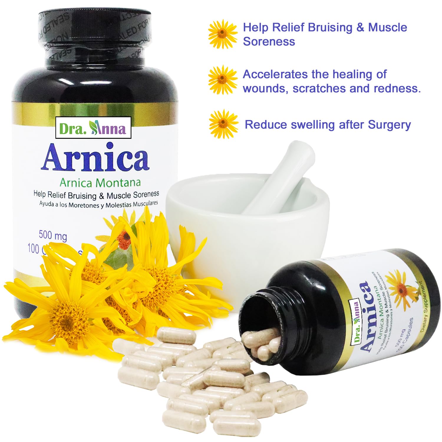 Arnica Montana Capsules 500mg 100 Capsules DRA. ANNA uk supplements