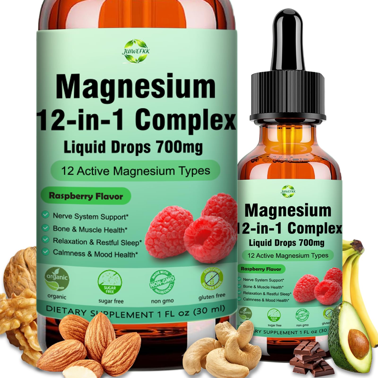 Magnesium 12 in 1 Complex Liquid Drops 700mg, High Absorption Magnesium Glycinate Citrate Malate Taurate & 8 Forms, Magnesium Complex Blend Supplement for Sleep Muscle Nerve Energy Heart Health JUIWEFKK uk supplements
