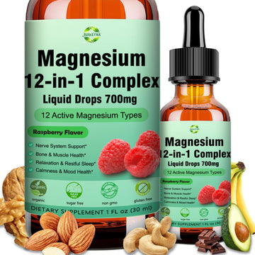 Magnesium 12 in 1 Complex Liquid Drops 700mg, High Absorption Magnesium Glycinate Citrate Malate Taurate & 8 Forms, Magnesium Complex Blend Supplement for Sleep Muscle Nerve Energy Heart Health JUIWEFKK uk supplements