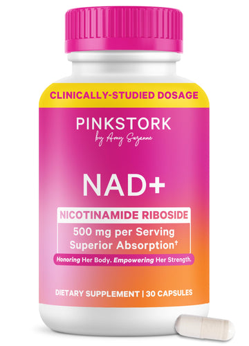 Pink Stork NAD+ Supplement for Women | 500mg Nicotinamide Riboside NR | Clinically-Studied Pure NMN Powder | Brain + Cognitive Support |Energy, Skin Essentials Over 30 | 1 Month Supply Pink Stork uk supplements
