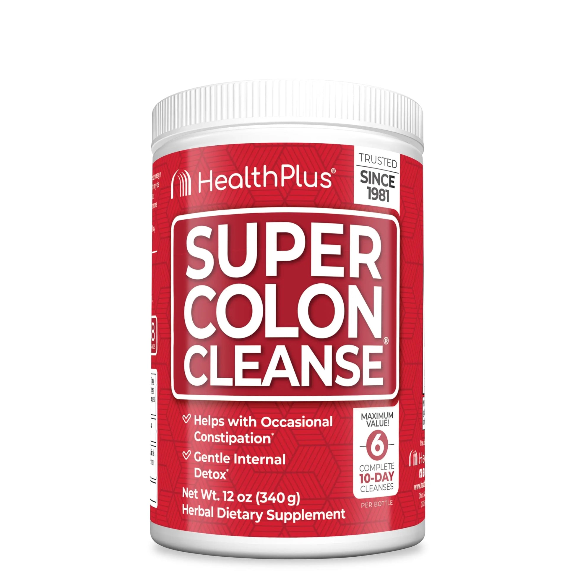 Health Plus Super Colon Cleanse, 12 oz Powder, 68 Servings - Natural Detox, Digestive Constipation Relief, Gentle Gut Cleanse with Psyllium Husk & Senna Leaf Health Plus uk supplements