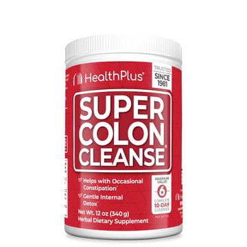 Health Plus Super Colon Cleanse, 12 oz Powder, 68 Servings - Natural Detox, Digestive Constipation Relief, Gentle Gut Cleanse with Psyllium Husk & Senna Leaf Health Plus uk supplements