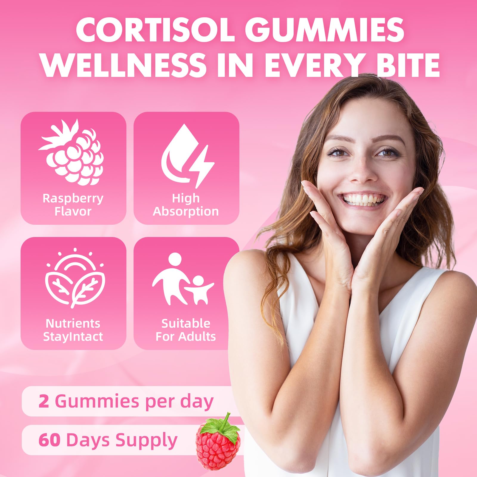 Cortisol Gummies for Women, Cortisol Supplements Gummies with Magnesium Ashwagandha Rhodiola Rosea and L-theanine Complex for Relaxation and Focus, Zzz Support, Raspberry Flavor, 60 Count GrnLife uk supplements