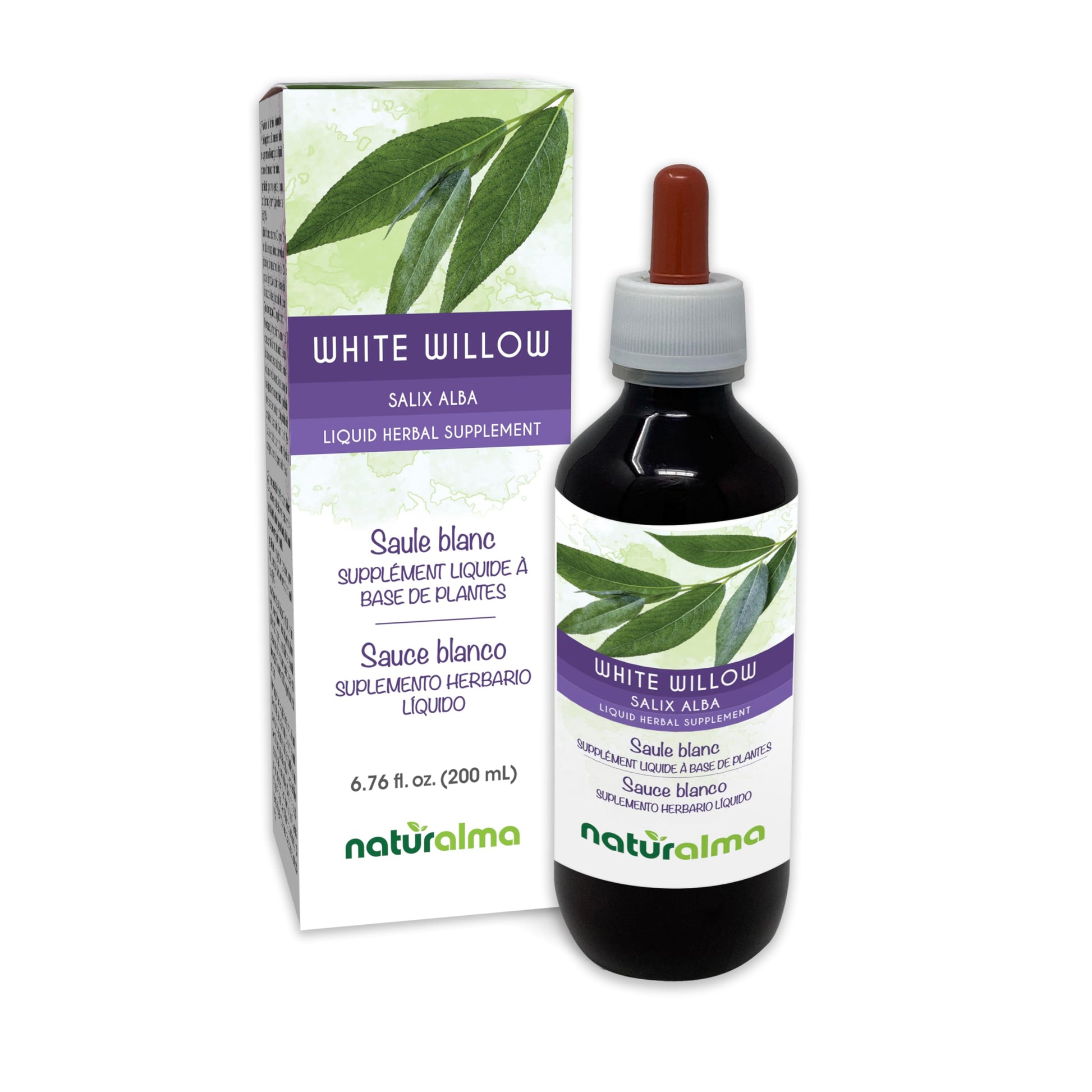 Naturalma White Willow (Salix alba) bark Alcohol-Free Tincture - 6.76 fl oz Liquid Extract in Drops - Herbal Supplement - Vegan Naturalma uk supplements