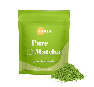 GOLDE - Pure Matcha - Ceremonial Grade Matcha Powder - Green Tea Superfood w/L-Theanine & Antioxidants - 60mg Caffeine - Jitter Free Energy - 100g Pouch GOLDE uk supplements