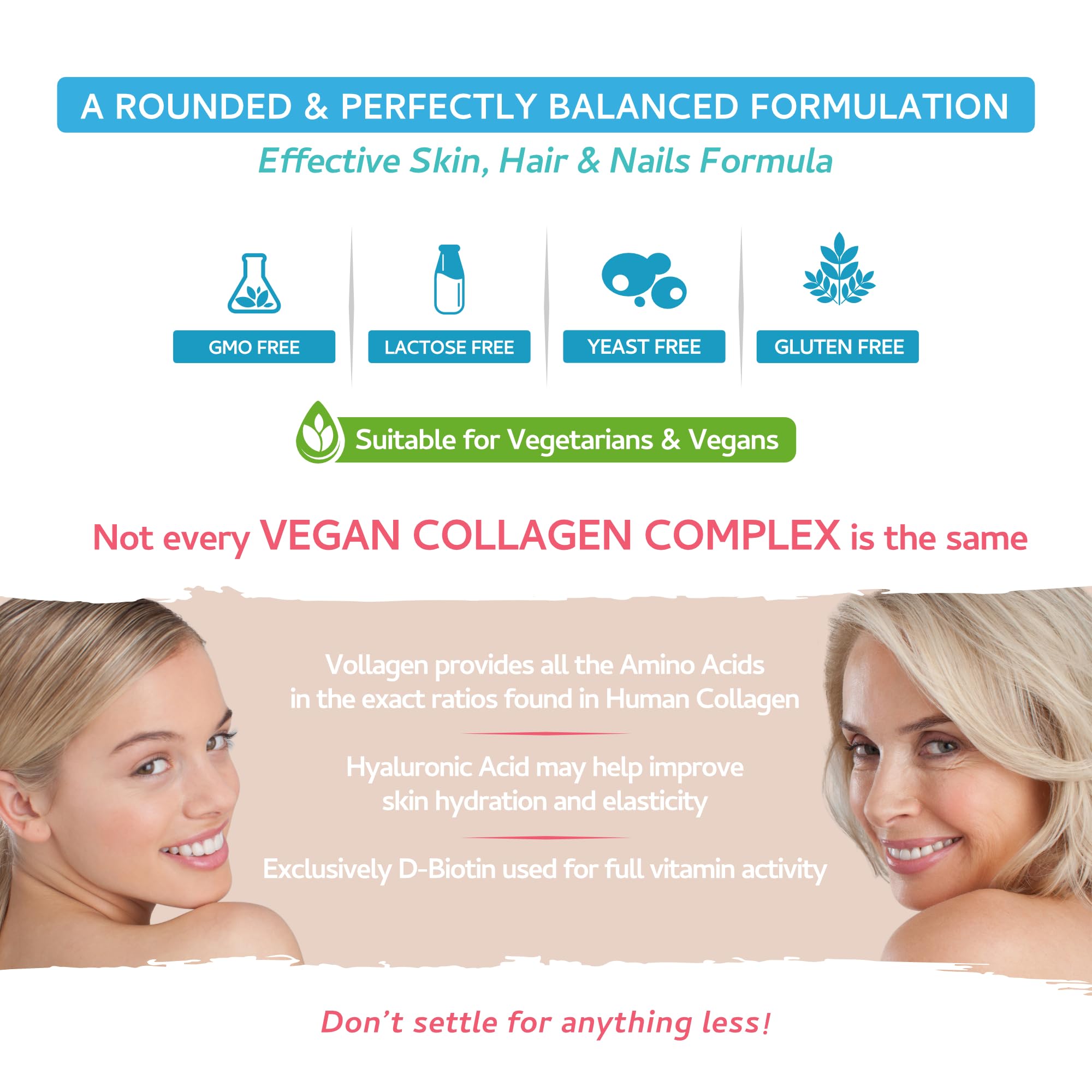 Vegan Collagen & Hyaluronic Acid Complex - 60 Capsules - Effective Skin, Hair & Nails Formula with 500mg swiss bioenergetics uk supplements