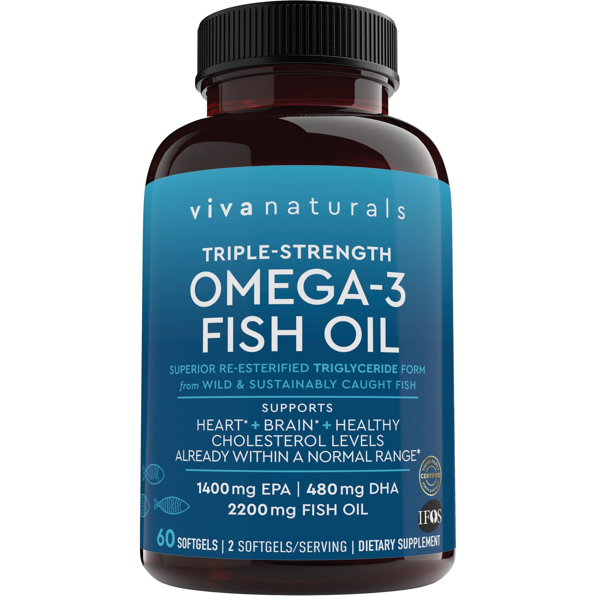Viva Naturals Triple Strength Omega 3 Fish Oil Supplement - 2200 mg Wild Caught Viva Naturals uk supplements