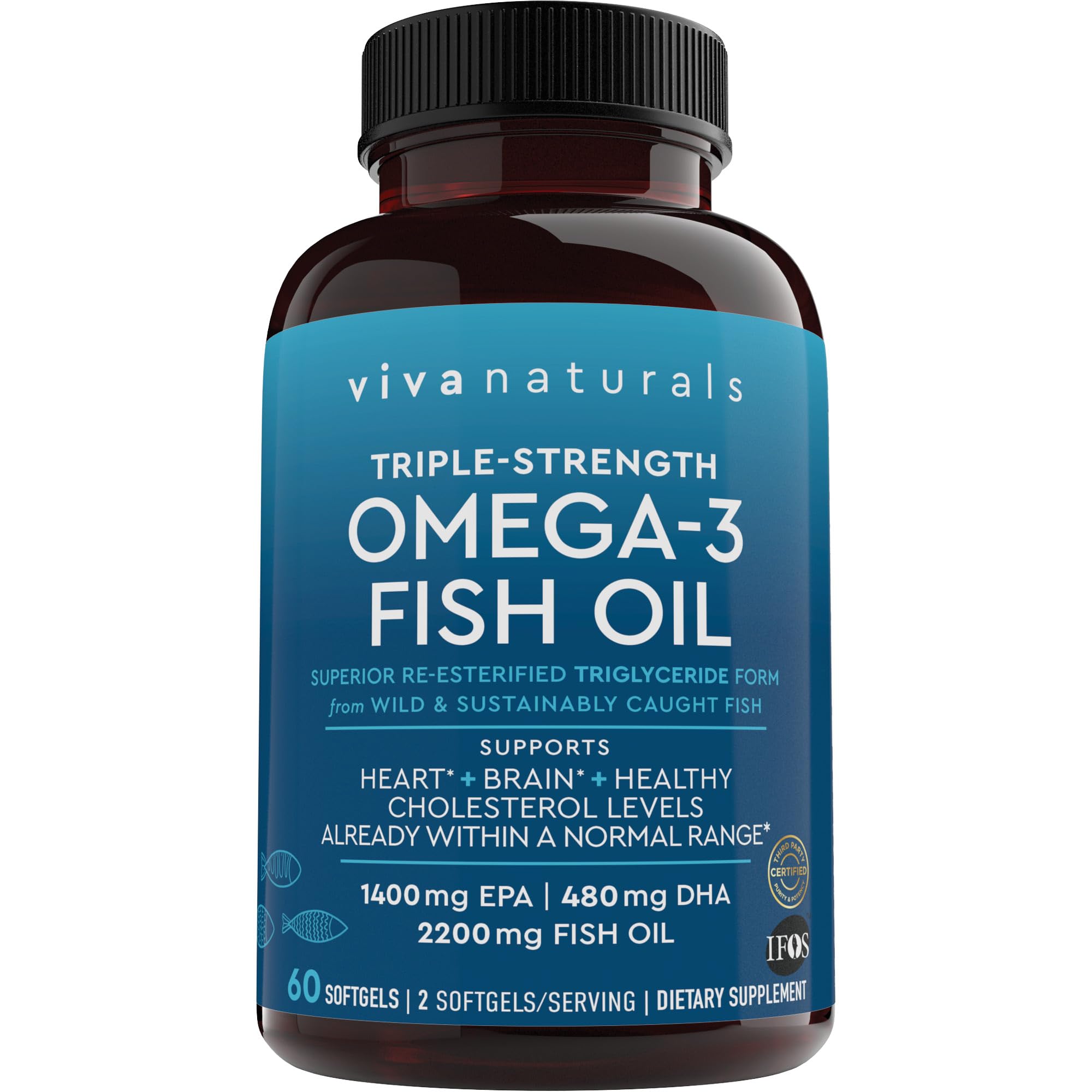 Viva Naturals Triple Strength Omega 3 Fish Oil Supplement - 2200 mg Wild Caught Viva Naturals uk supplements