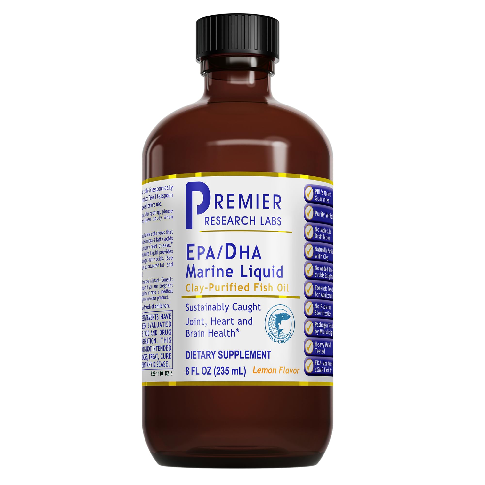 Premier Research Labs EPA/DHA Marine Liquid - Omega 3 Fish Oil Liquid, Omega 3 Liquid Fish Oil Supplement for Adults, Joint, Heart, & Brain Health Support - 8 Fl Oz Bottle Premier Research Labs uk supplements