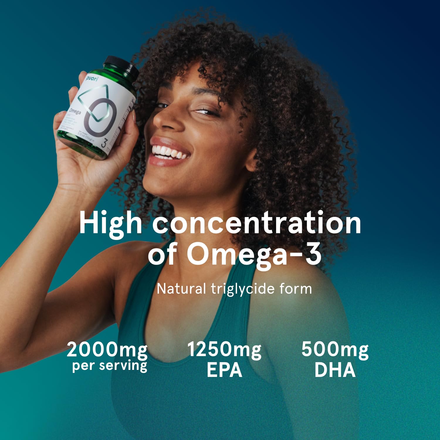 Puori Omega 3 Fish Oil Supplement - Ultra Pure & Burpless Wild Caught Fish Oil with 2000mg Omega 3 Fatty Acids,1250mg EPA & 500mg DHA Supports Heart, Brain & Eye Health - IFOS Certified - 120 Softgels Puori uk supplements