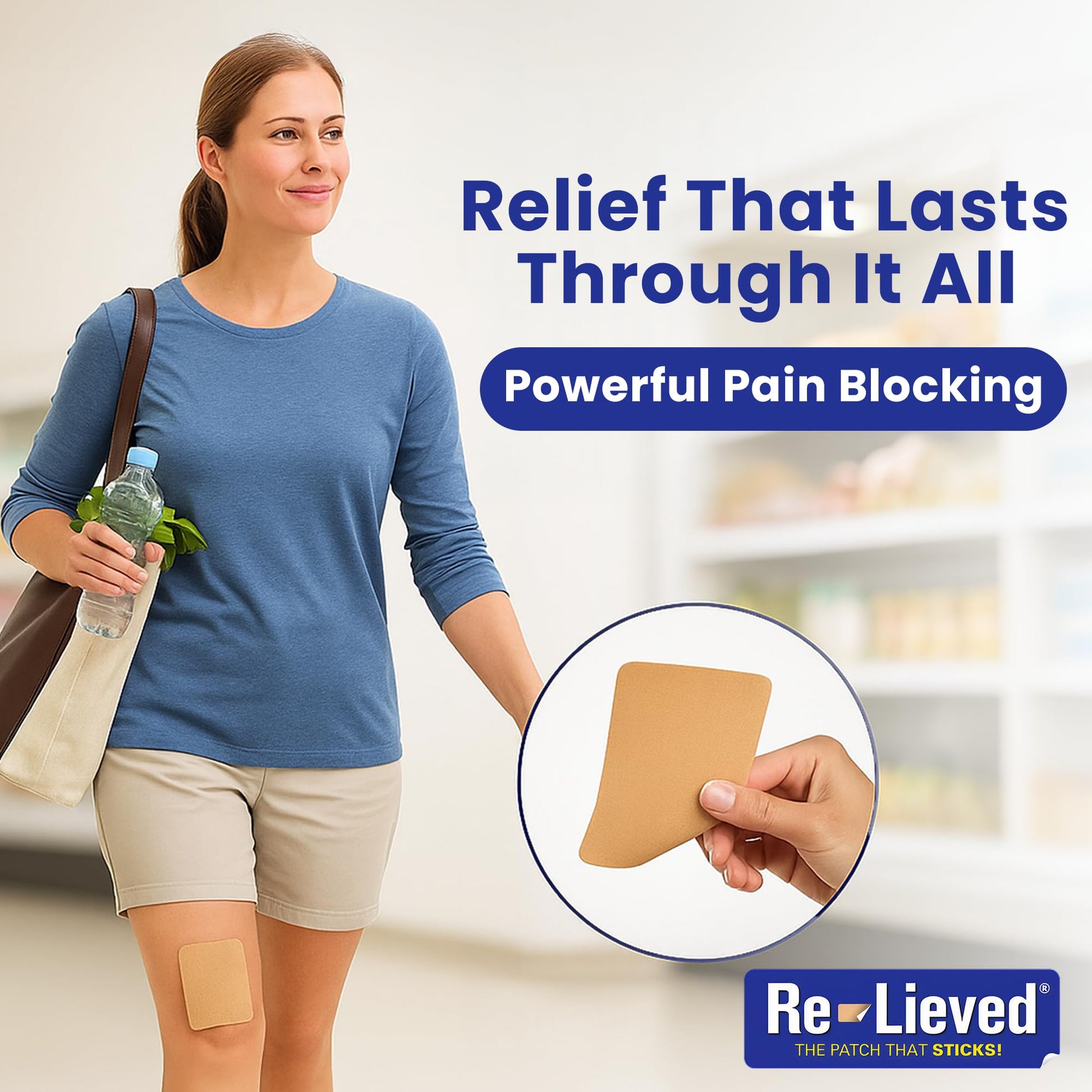 Re-Lieved 4% Lidocaine Patches Maximum Strength - Aluminum-Free, Water Resistant and USA Made -Superior Sticking Pain Relief Patches Quickly Relieves Back, Joints and Muscle Pain-3x6 Inches (31 Count) Re-lieved uk supplements