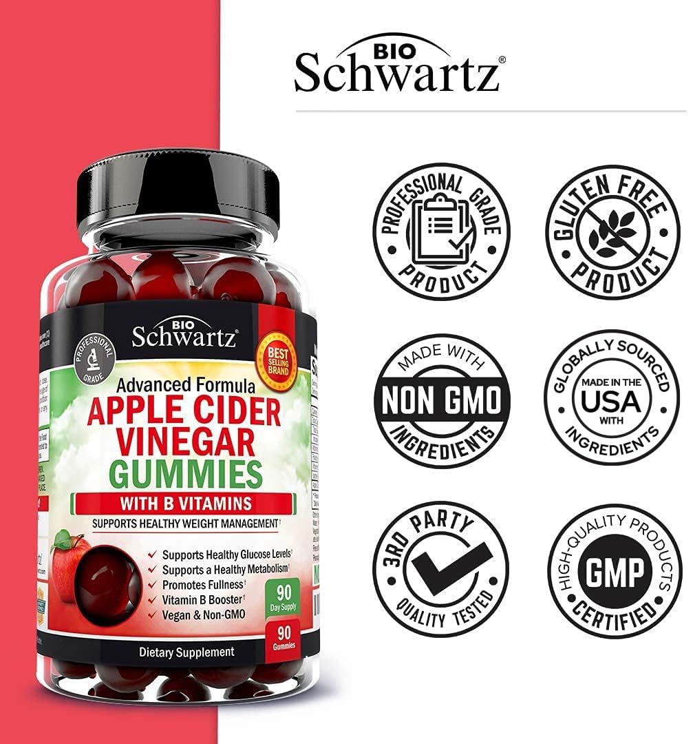 Apple Cider Vinegar Gummies for Weight Loss - ACV Gummies with The Mother BioSchwartz uk supplements