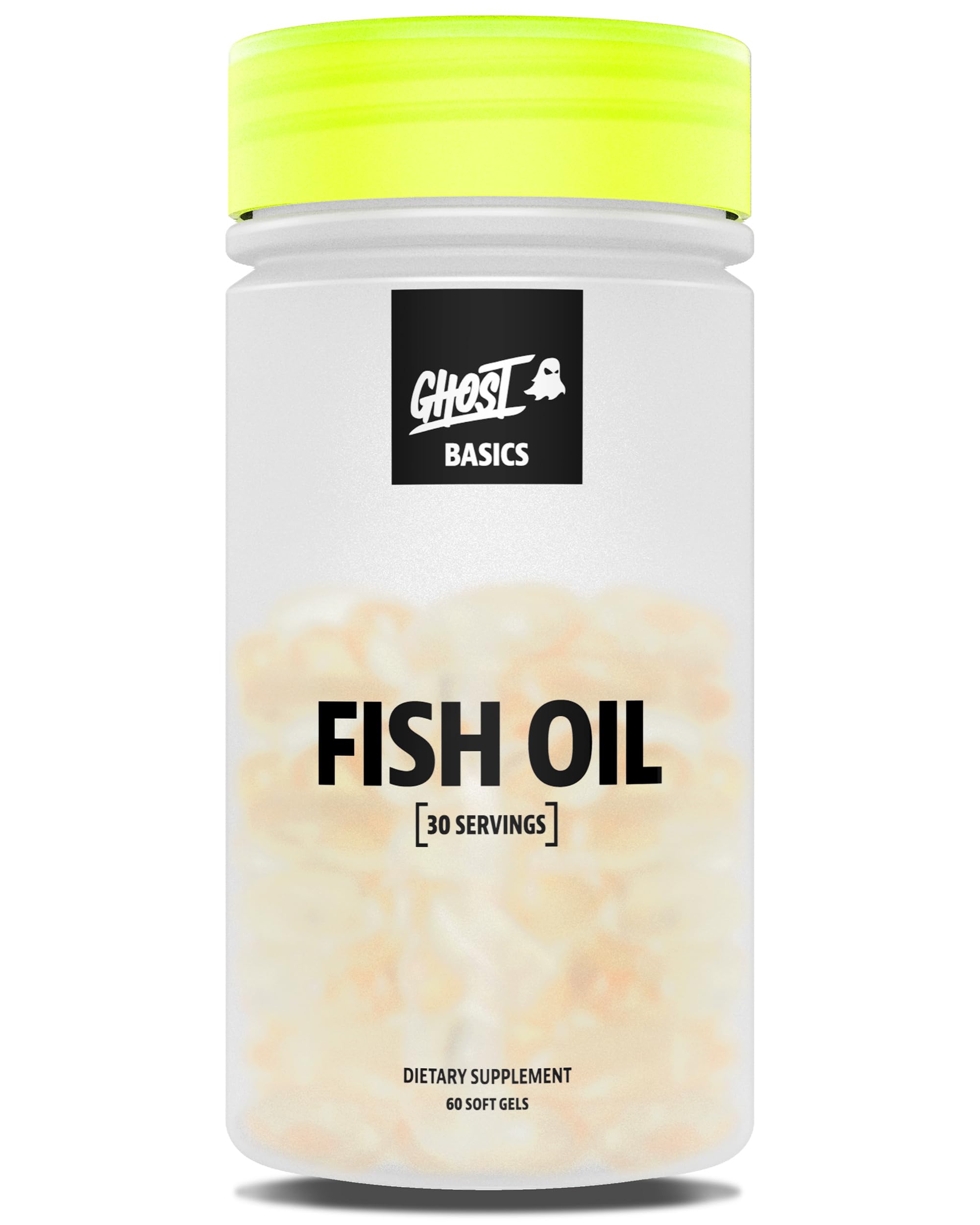 GHOST Basics Fish Oil Supplement, 3000MG Daily Omega 3 Fatty Acids with DHA & EPA for Brain, Heart Health & Immunity Support - Gluten-Free & Soy-Free - 60 Enteric Coated Softgels GHOST uk supplements