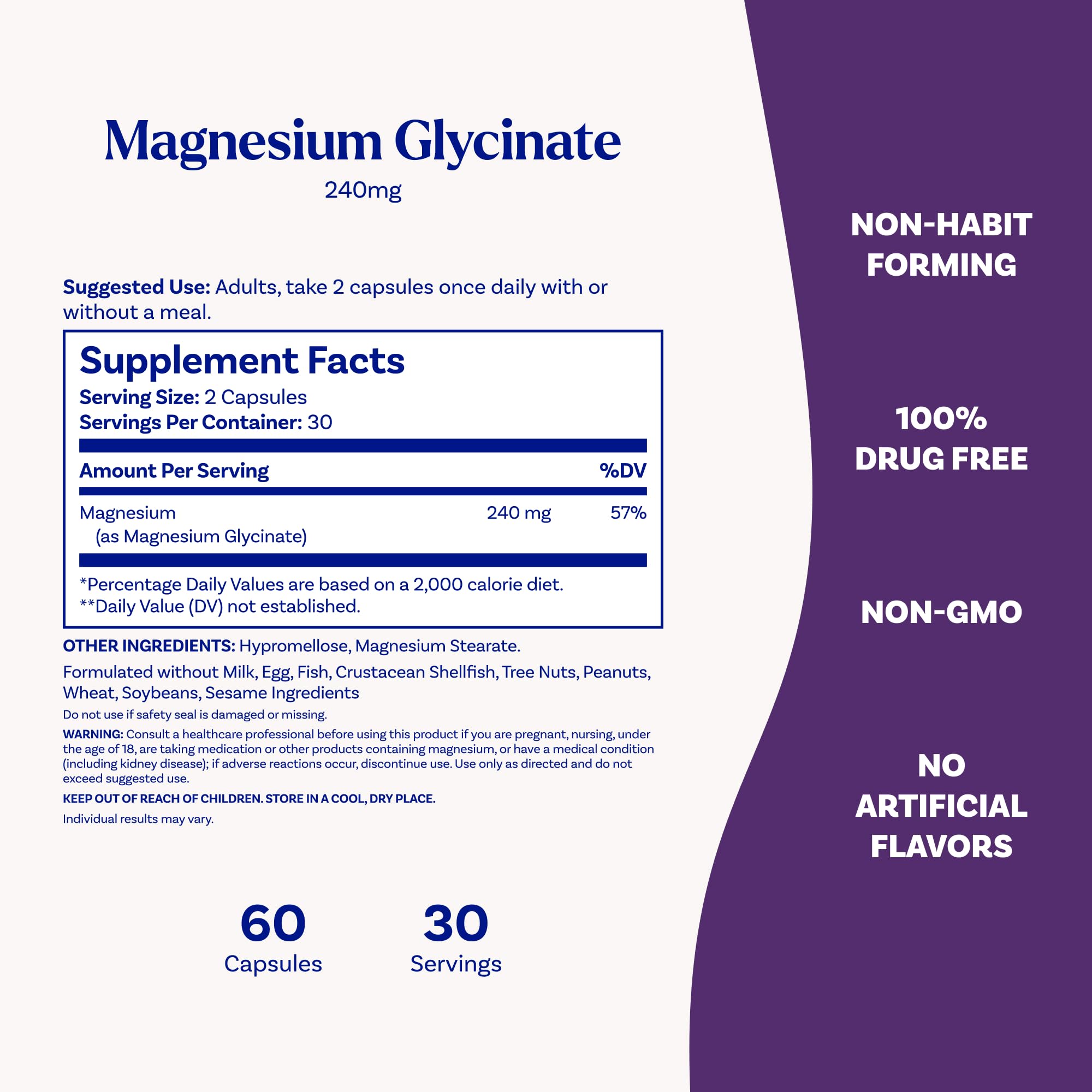 Natrol Magnesium Glycinate Supplements 240 mg - High Absorption - Calm Magnesium Glycinate for Sleep - 60 Capsules, 30 Day Supply Natrol uk supplements