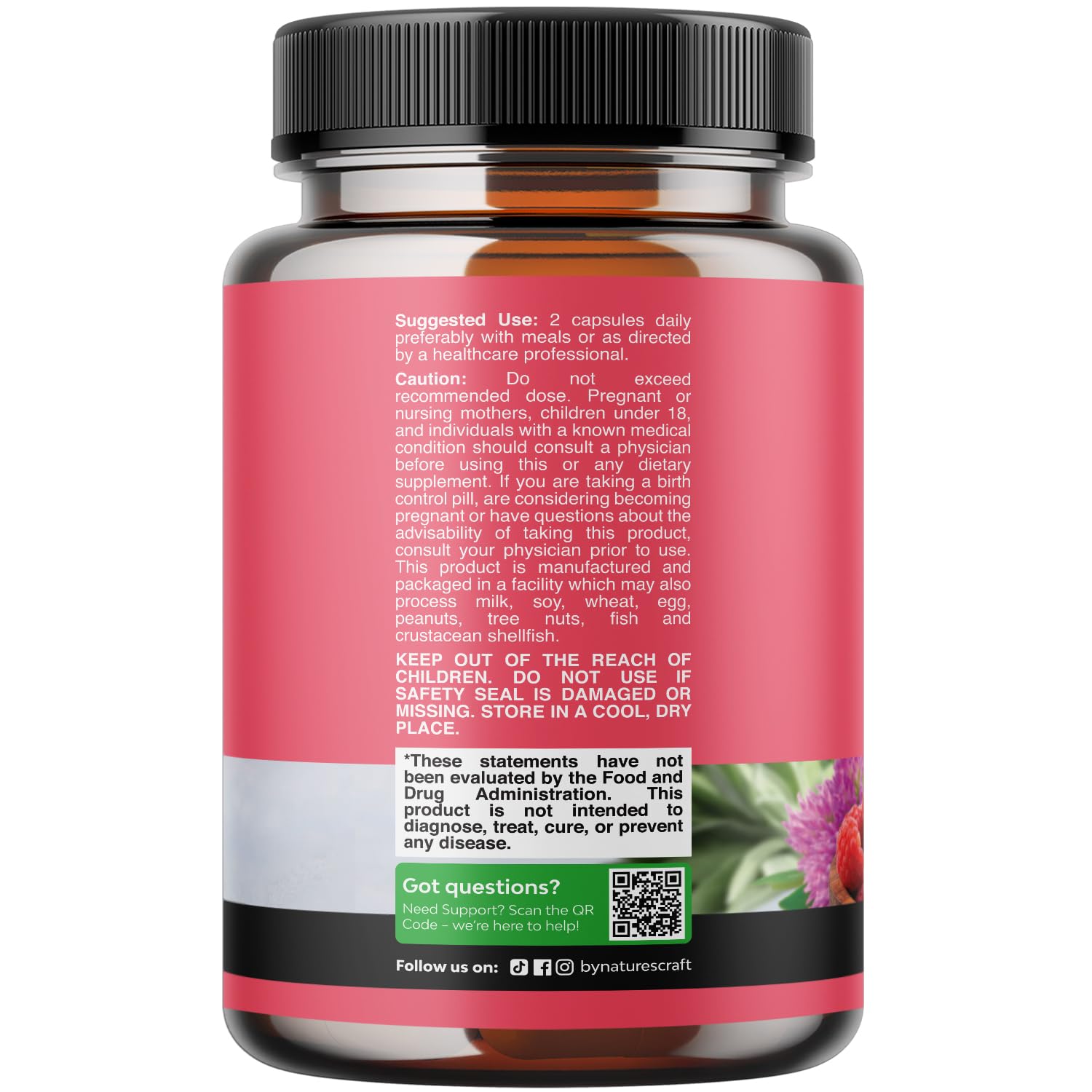 Complete Herbal Menopause Supplement for Women - Female Hormone Balance Capsules for Night Sweats Hot Flashes & Mood Swings with Dong Quai, Chaste Berry & Black Cohosh Root - 60 Count Natures Craft uk supplements