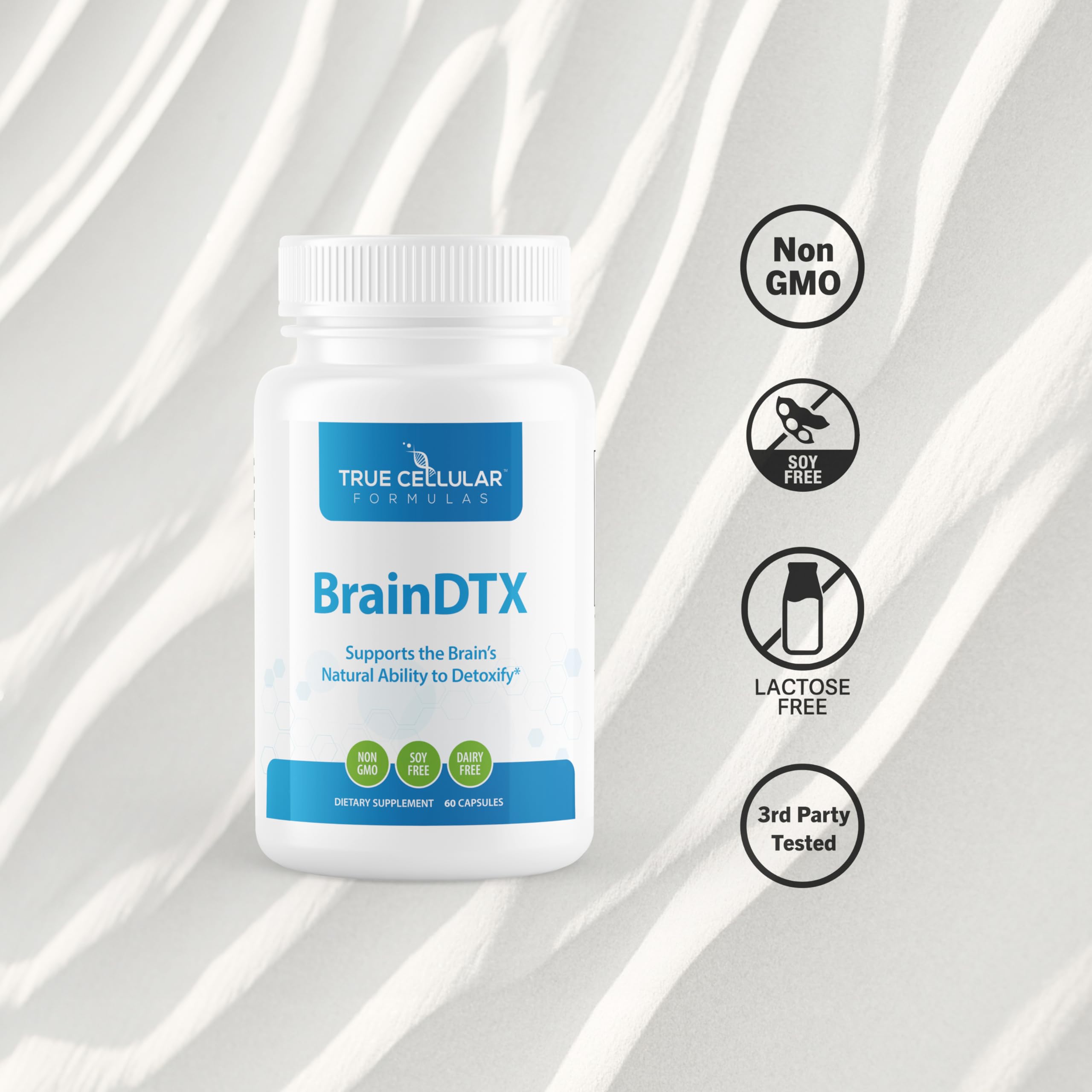 True Cellular Formulas BrainDTX - Supports Cognitive Function, Focus & Mental Clarity - Promotes Clear Thinking & Memory - with Alpha Lipoic Acid & Biotin - Antioxidant Support - 60 Capsules True Cellular Formulas uk supplements