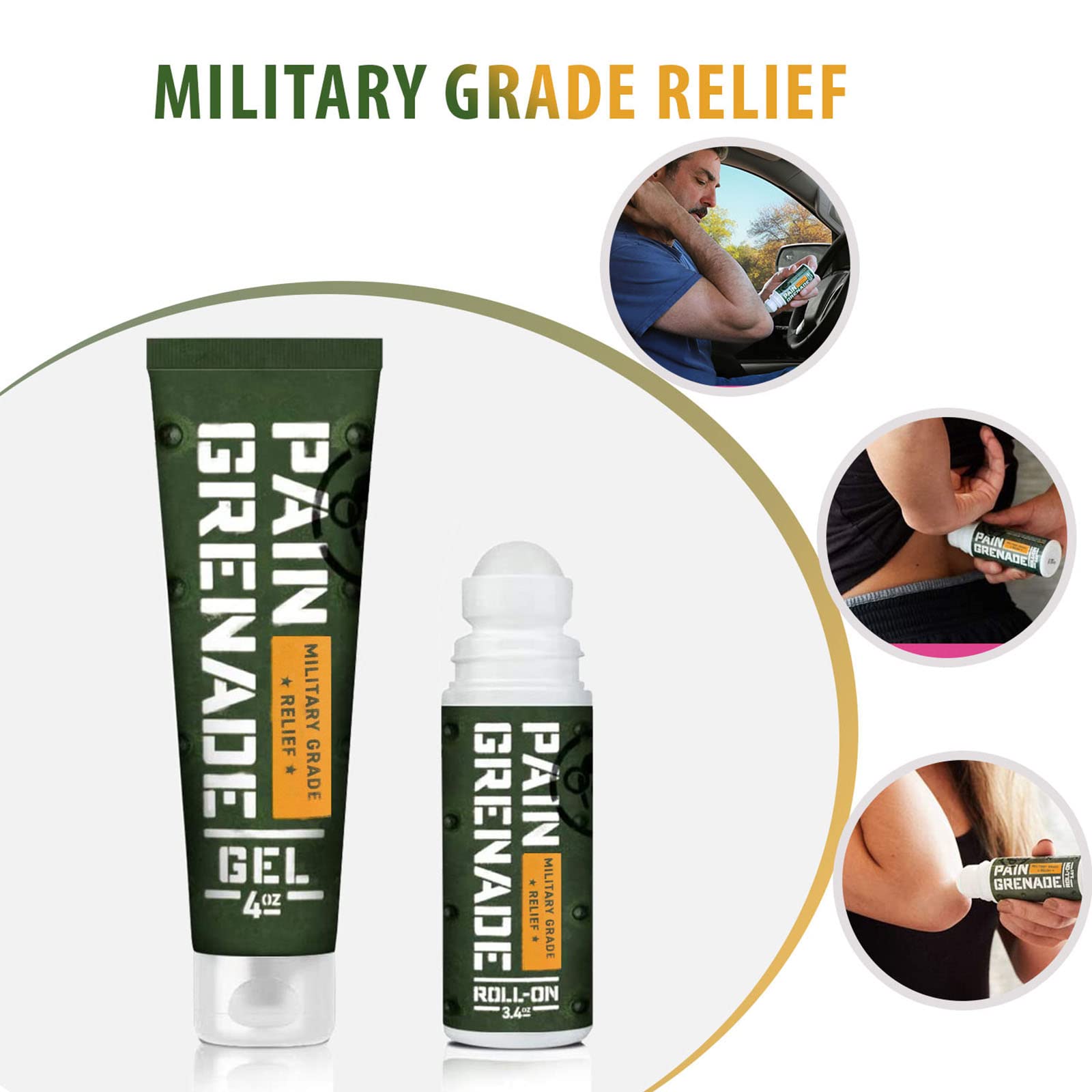 Plant Powered Roll-On Gel by Pain Grenade - Cooling and Warming Gel with Arnica, Menthol, Camphor, Glucosamine, and Other All Natural Botanicals - 3 - Pack M PAIN MANAGEMENT TECHNOLOGIES uk supplements