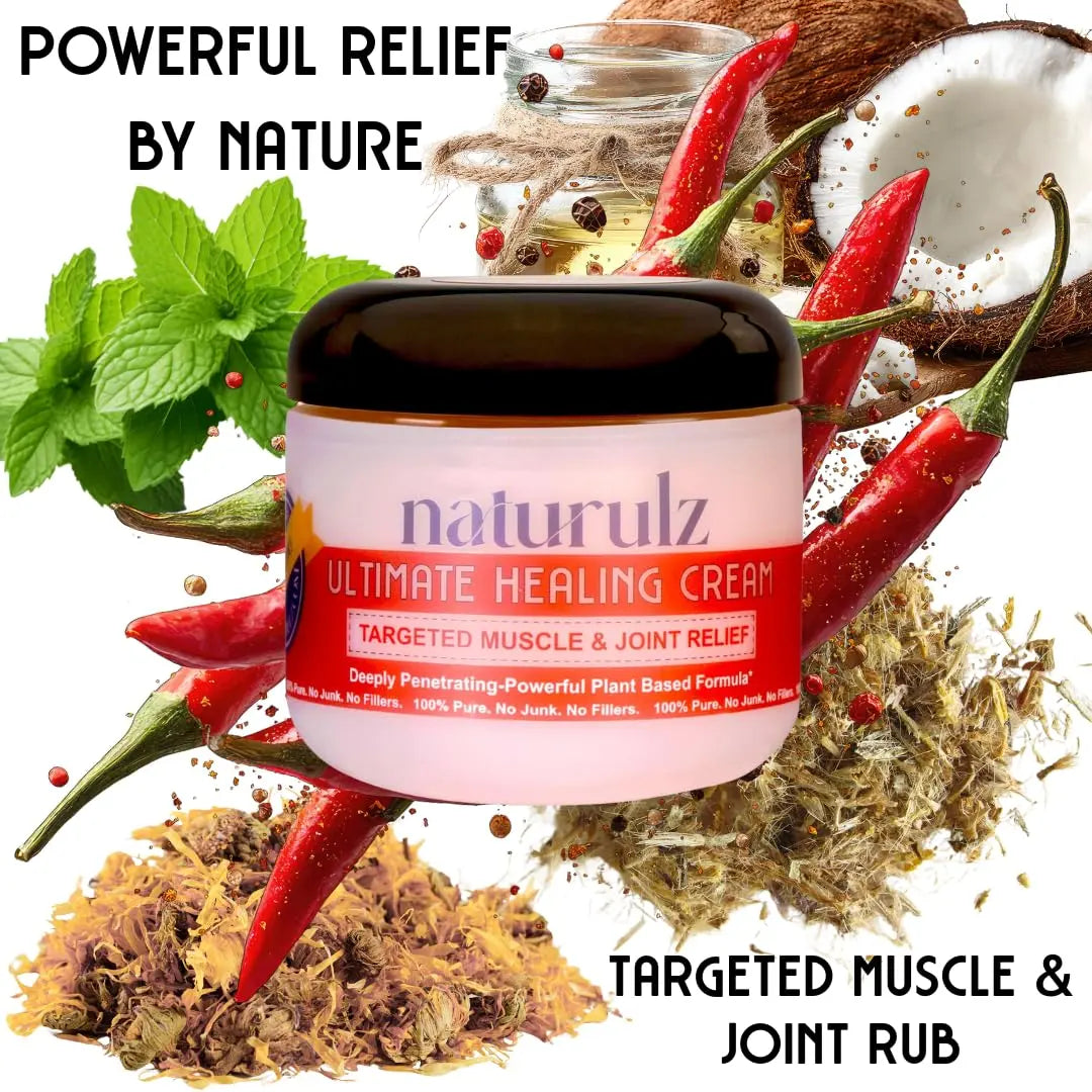 Naturulz Ultimate Healing (Medicated) Cream OTC 4 Ounce - Pain & Arthritis Topical for Sore Lower Back, Neck, Shoulders, and Muscles. All-Natural Formula with Medication Strength Capsaicin. Naturulz uk supplements