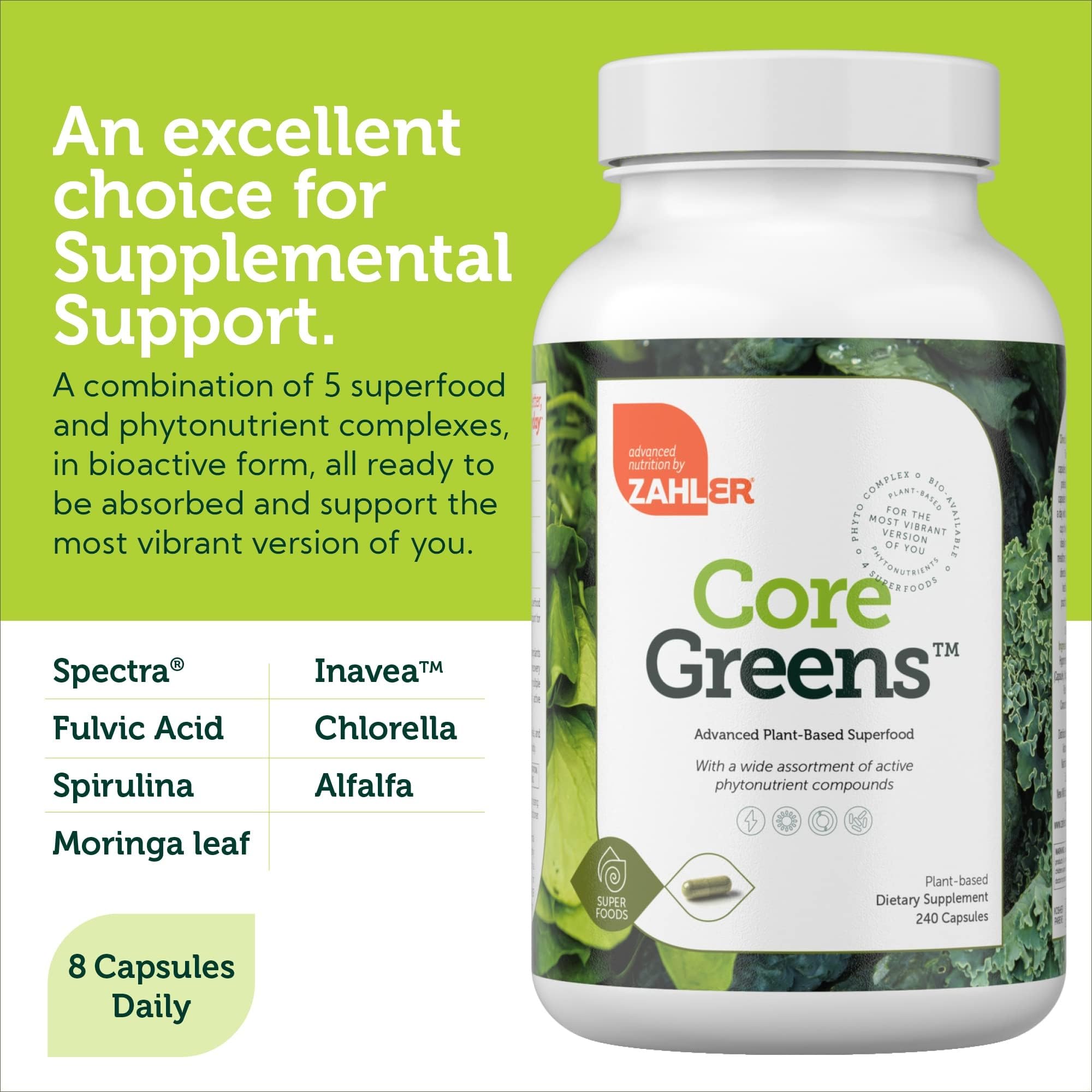 Zahler Core Greens, Superfood Greens Capsules, Super Greens with Spirulina, Chlorella, Spectra Blend and More, Kosher, 240 Capsule (240 Capsules) Zahler uk supplements