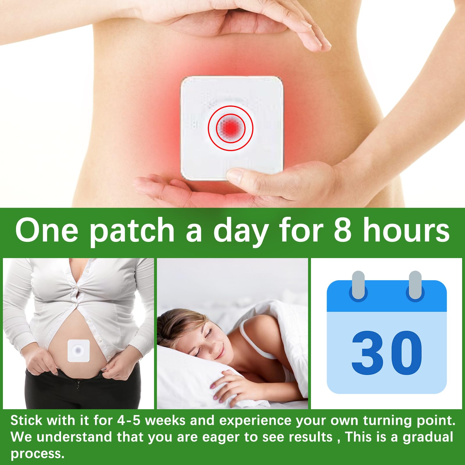 Mugwort Belly Patch,30Pcs Natural Wormwood Essence Pills and 30Pcs Belly Sticker, Moxa Hot BENJEN uk supplements