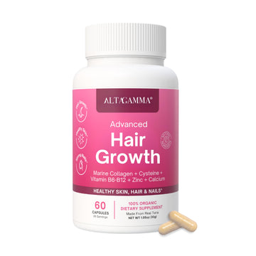ALTAGAMMA Hair Growth Supplements - Nourishes Thinning, Strengthen Nails & Skin & Combat Hair Loss - Hair Growth Vitamins for Women & Men with Marine Collagen Peptides, 60 Capsules | 30 Day Supply ALTAGAMMA uk supplements