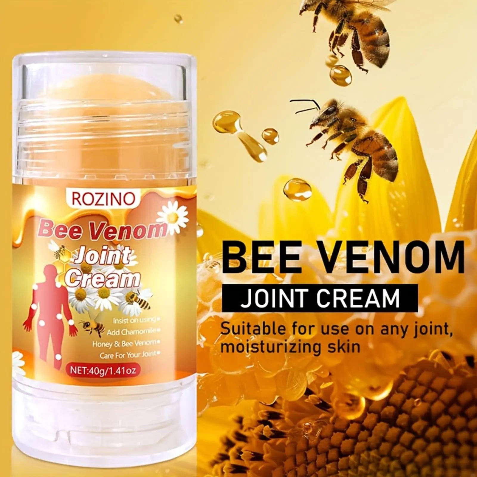 Bee Venom Joint Cream – Advanced Joint Support Cream with Honey & Chamomile, Soothing Formula for Aches & Stiffness in Knees, Hands, Back, Natural Relief Cream for Daily Joint Care (Bee venom) Generic uk supplements