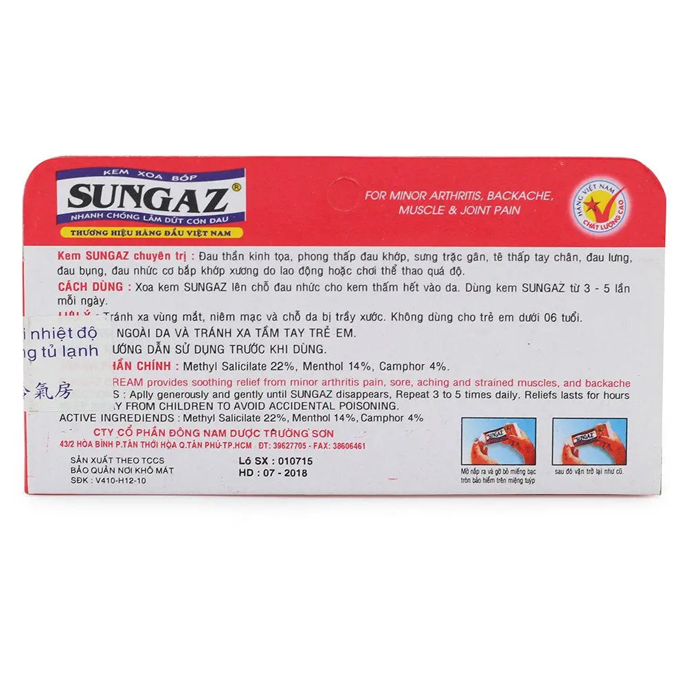 30g Vietnam Sungaz Rapid Pain Relief Yamano Relieve Pain Balm Analgesic Cream Rheumatoid Arthritis Bone Spurs Frozen Shoulde madamtick uk supplements