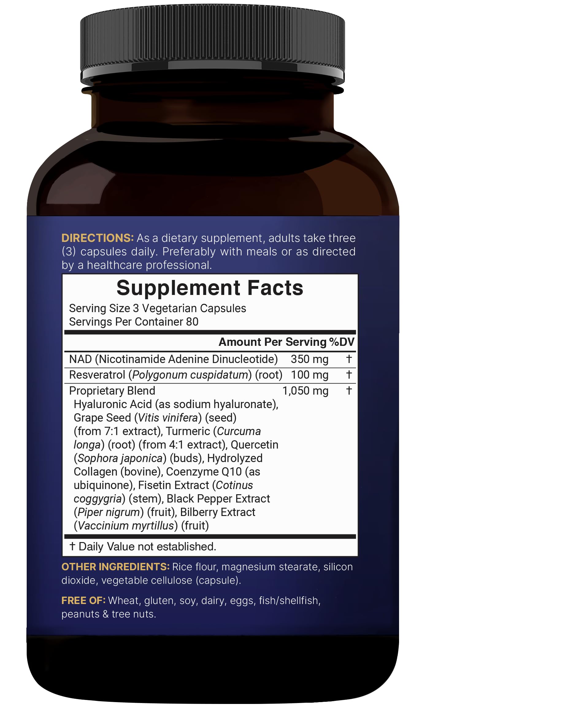 NatureBell NAD+ Complex 1,500mg Per Serving, 240 Veggie Capsules | NMN Supplement Alternative | NAD Plus Resveratrol, Hyaluronic Acid, Quercetin, Fisetin, Collagen, & More – Non-GMO NatureBell uk supplements