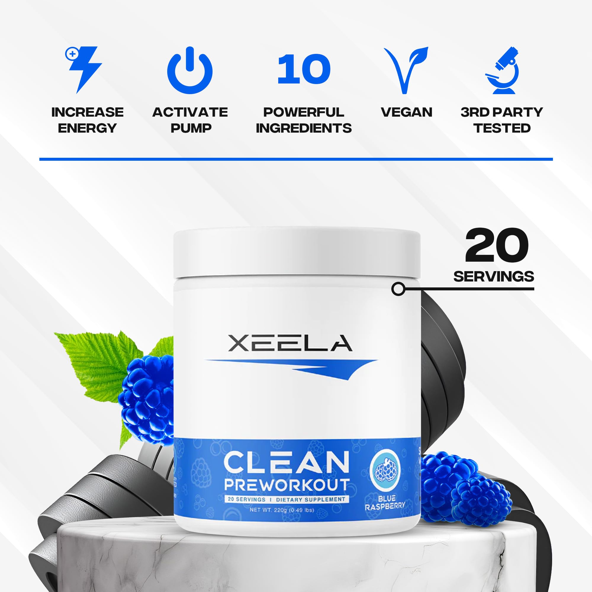XEELA Organic Pre Workout Powder: Clean Preworkout for Men & Women, with Flavored XEELA uk supplements