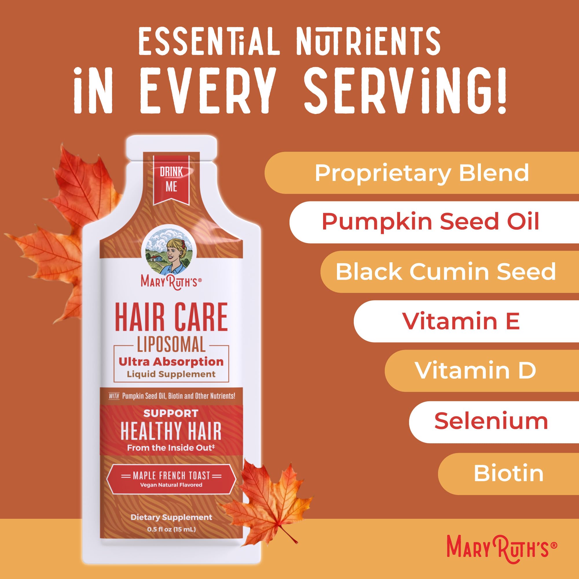 MaryRuth Organics Hair Growth Vitamins, Sugar & Gluten Free, Liquid Hair Vitamins with Vitamin D3, Vitamin E Biotin Hyaluronic Acid, Selenium for Hair & Skin Care Vegan, Non-GMO, 14-0.5 Fl Oz Pouches MARYRUTH'S uk supplements