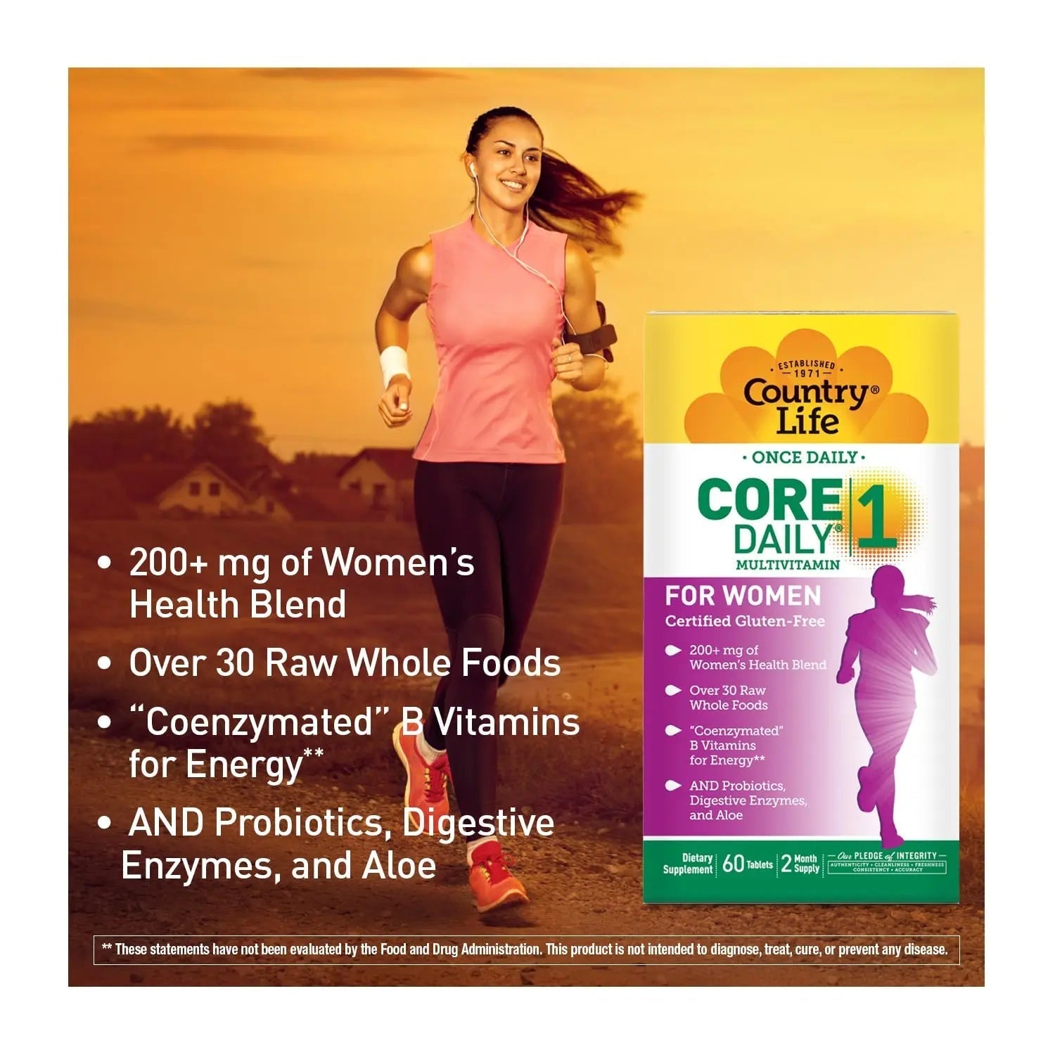 Country Life Women’s Core 1 Daily Multivitamin with Iron, Cranberry, Probiotics, and Digestive Enzymes-Certified Gluten-Free Formula for Energy Country Life uk supplements