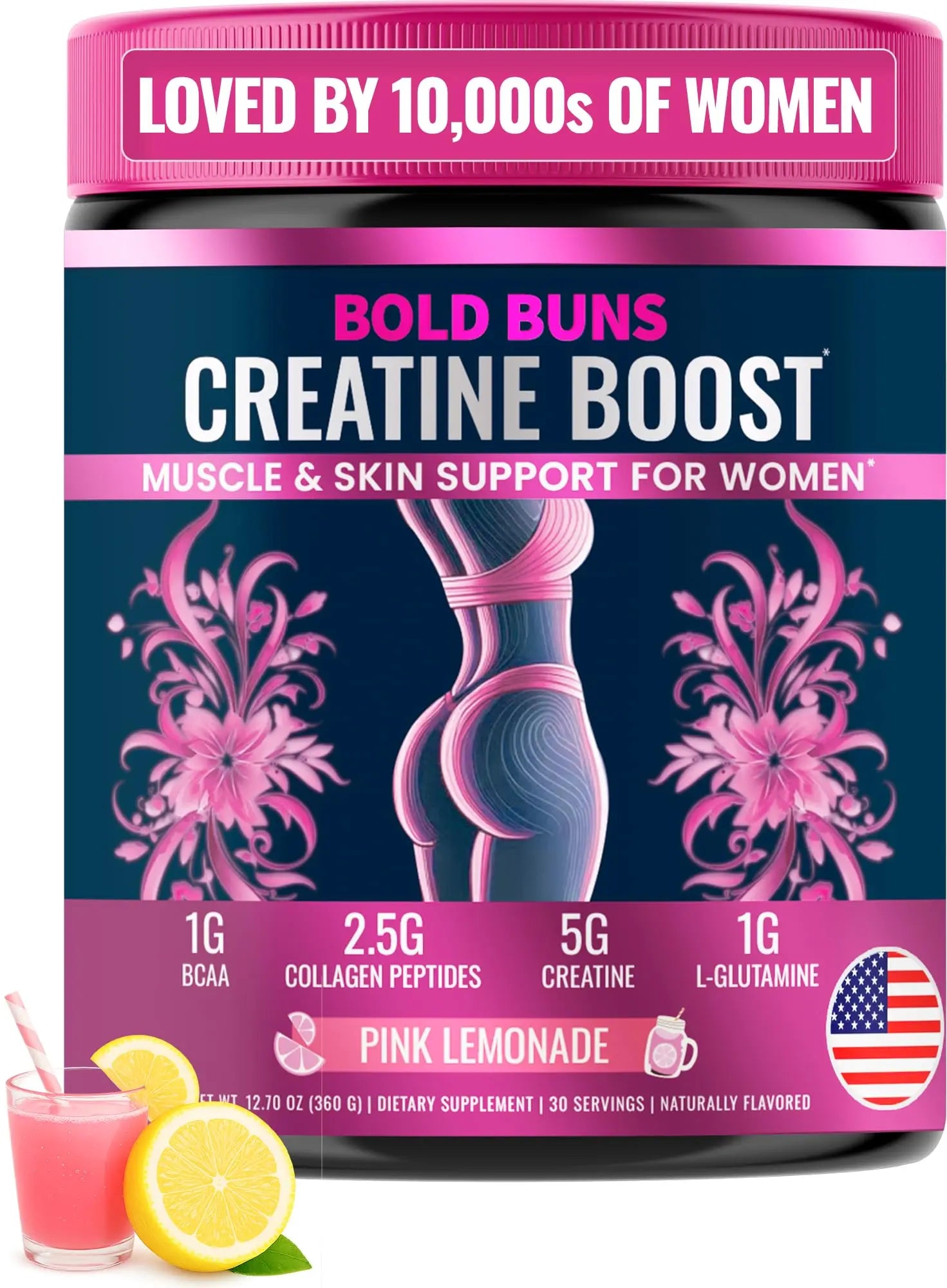 Bold Buns Creatine for Women – Supplement with Collagen & BCAA – Supports Muscle Development, Post-Workout Recovery, Skin Elasticity, Bold Buns uk supplements