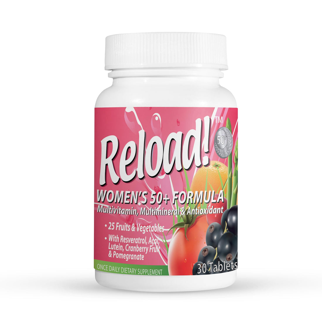 Reload! Women’s 50+ Multivitamin, Multimineral & Antioxidant – with Resveratrol, Acai, Lutein, Cranberry, Pomegranate & 25 Fruits & Vegetables – Once Daily Tablets – 30 Count Reload! uk supplements