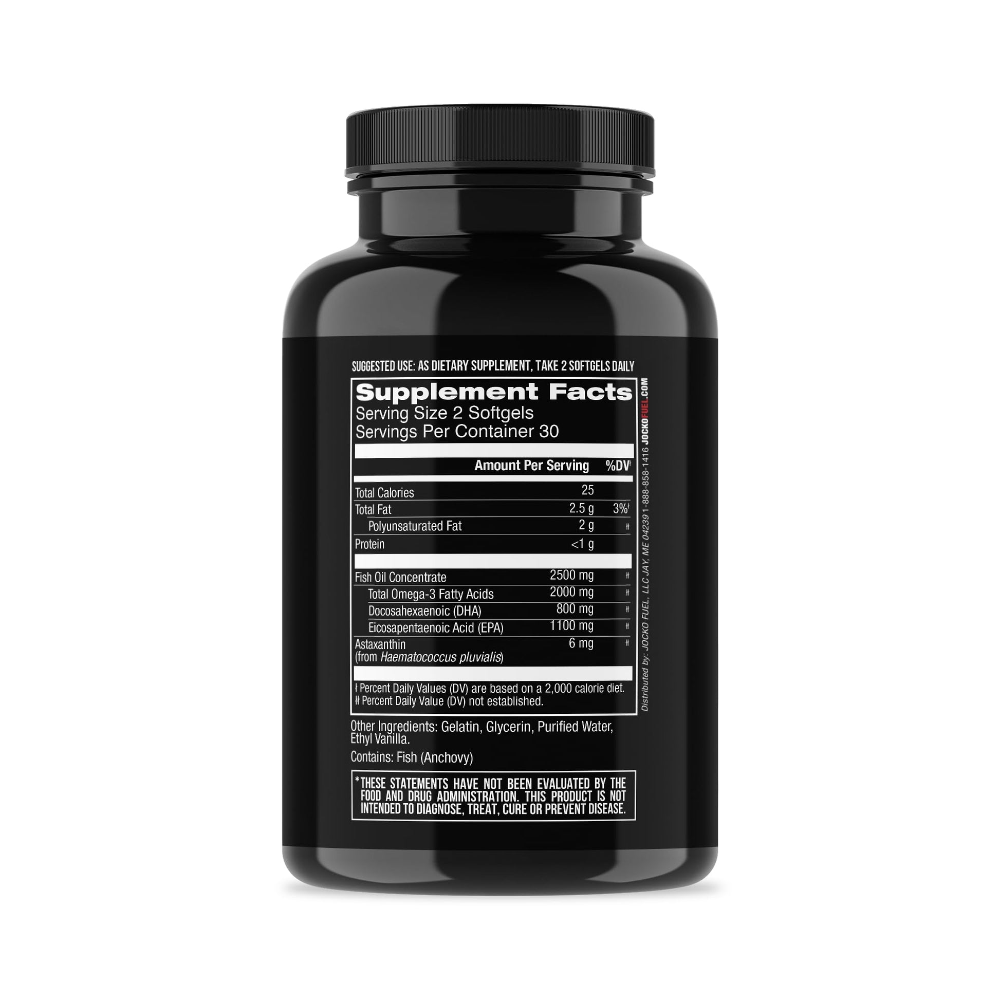 Jocko Fuel Omega 3 Fish Oil Supplement 2000mg - Burpless Fatty Acid Supplement, Wild Caught, Powerful Antioxidant with Astaxanthin (60 Capsules) Jocko Fuel uk supplements