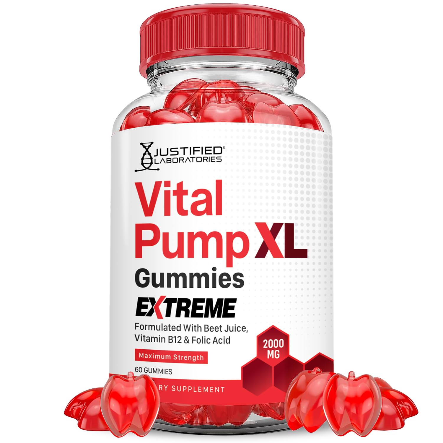 Justified Laboratories Vital Pump XL Extreme 2000MG Performance Gummies Vital PumpXL Advanced Formula Formulated with Beet Juice ACV Pomegranate Powder B12 Vegan Non GMO 60 Gummys Justified Laboratories uk supplements