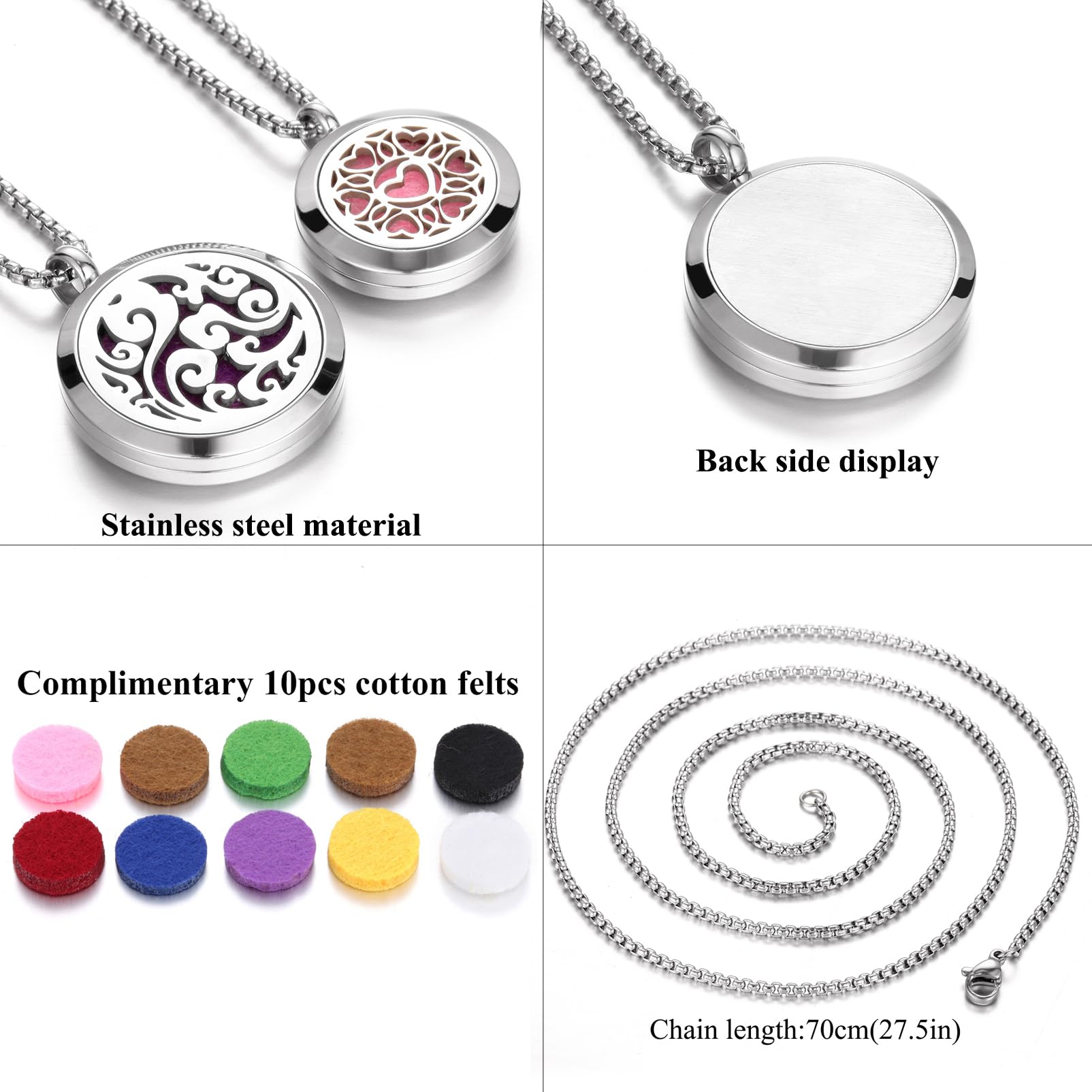 Aromatherapy Essential Oil Diffuser Necklace Tree of Life Cloud Design Stainless Steel Locket JEAN SMILE uk supplements
