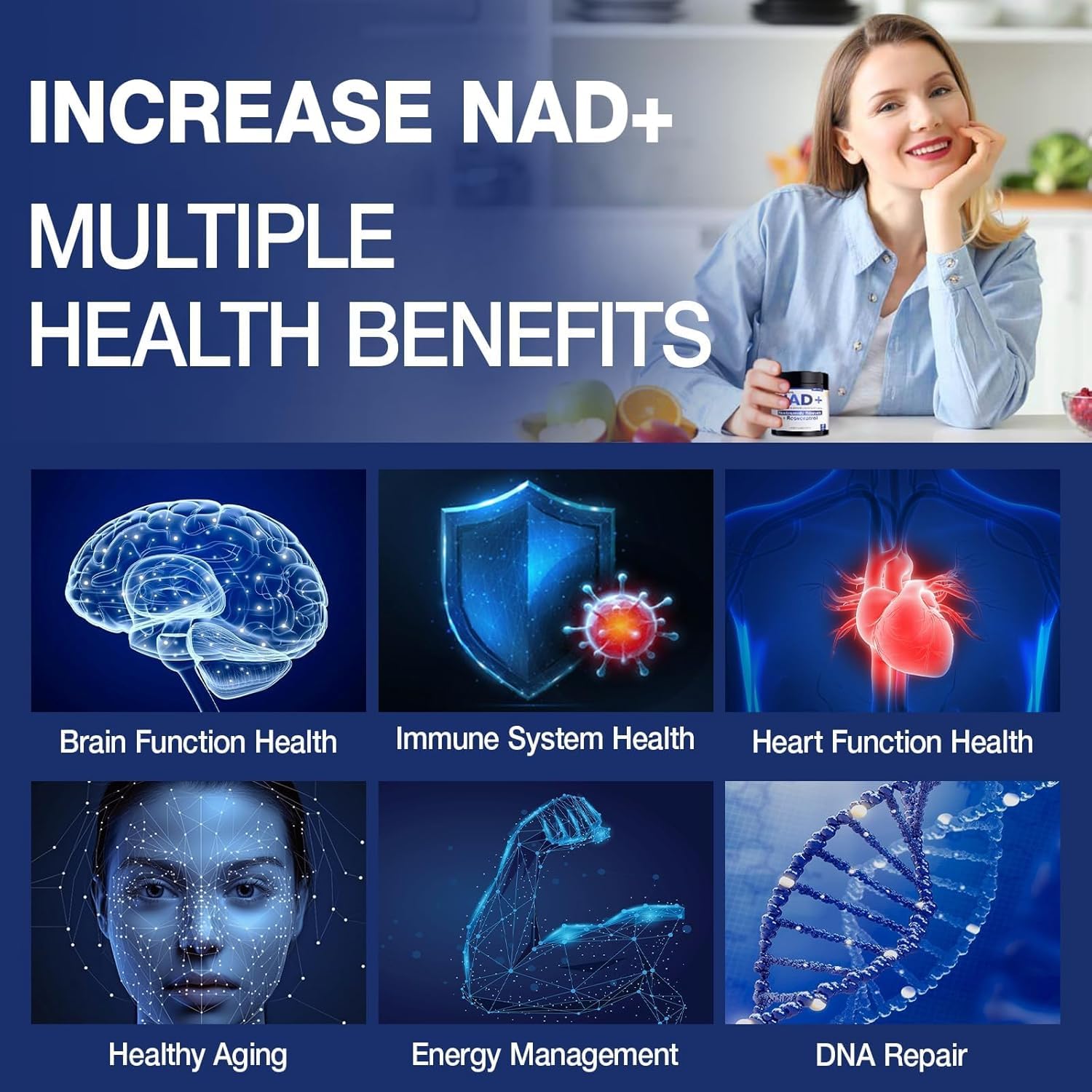 NAD+ Supplement - NAD Nicotinamide Riboside Resveratrol NAD Supplement 1000mg Pure Organic for Women and Men Anti-Aging, Energy, Focus, 80 Capsules MSLOTAL uk supplements