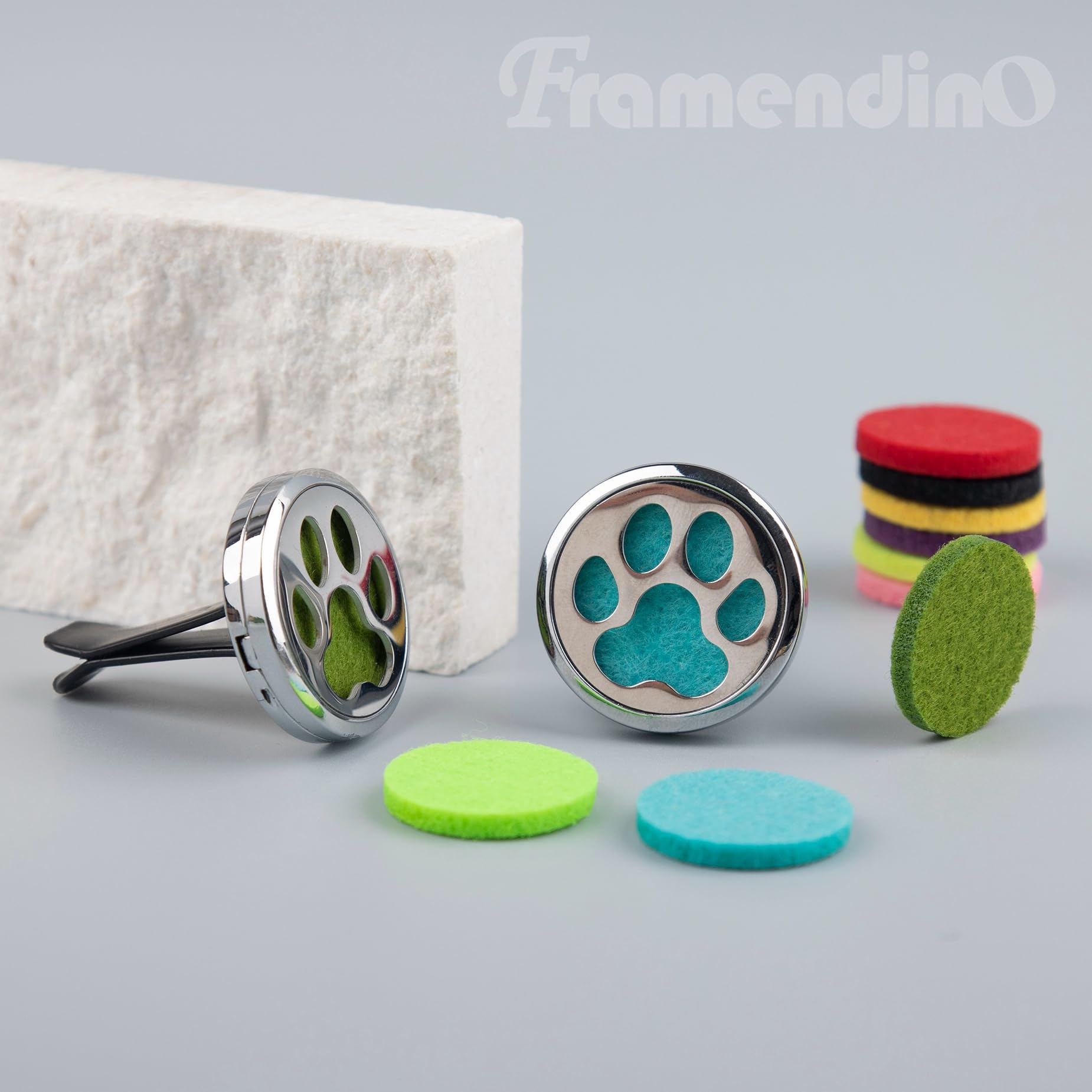 Framendino, 2 Pack Dog Paw Print Locket for Essential Oil Diffuser with 20 Felt Refill Pads Framendino uk supplements