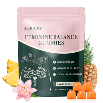 4 BIRDIES GOLF Premium Feminine Balance Gummies for Women's Health, Hawaiian Pineapple Gummies for Women Vaginal Probiotic & pH Balance Support - Vegan - Healthy Odor - Gluten-Free - 60 Count 4 BIRDIES GOLF uk supplements